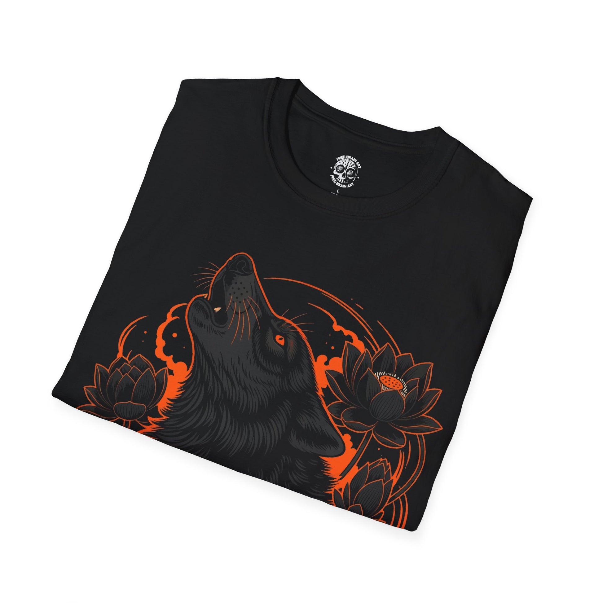 Howling Wolves Shirt Vintage Style Gothic Tee Unisex, Nature Shirt, Black Wolf T-Shirt, Flowers and Wolf T-Shirt