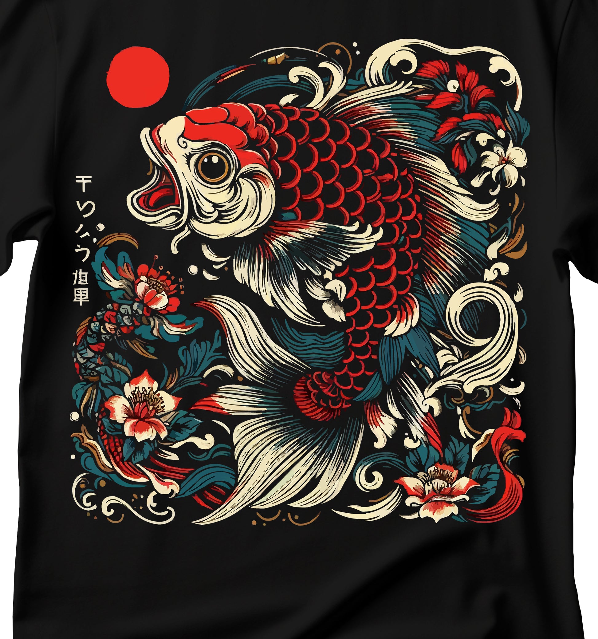 Vintage Japanese Koi Fish T-shirt Nautical Animal Asian Art Nouveau Japan T-shirt Urban Unisex Spring Shirt Tokyo Style