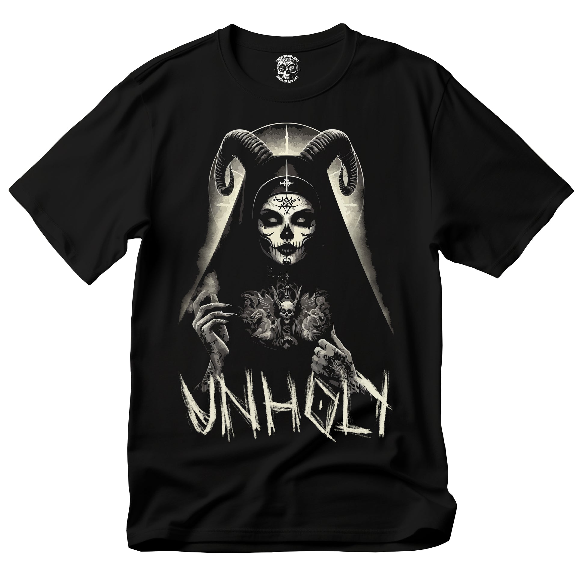 Unholy Nun T- Shirt, Funny Horror Choked Up Unholy Nun Satan Baphomet Gothic T-Shirt, Nun Shirt, Unholy Shirt, Halloween Shirt, Dark nun