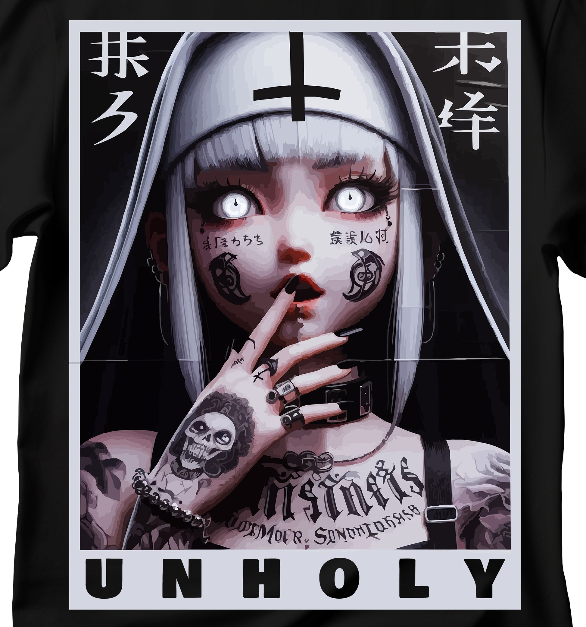 Unholy  Nun Graphic T-Shirt for Trendsetters, Urban Style Tee, Edgy Fashion Top, Unique Gift for Friends, Streetwear Clothing