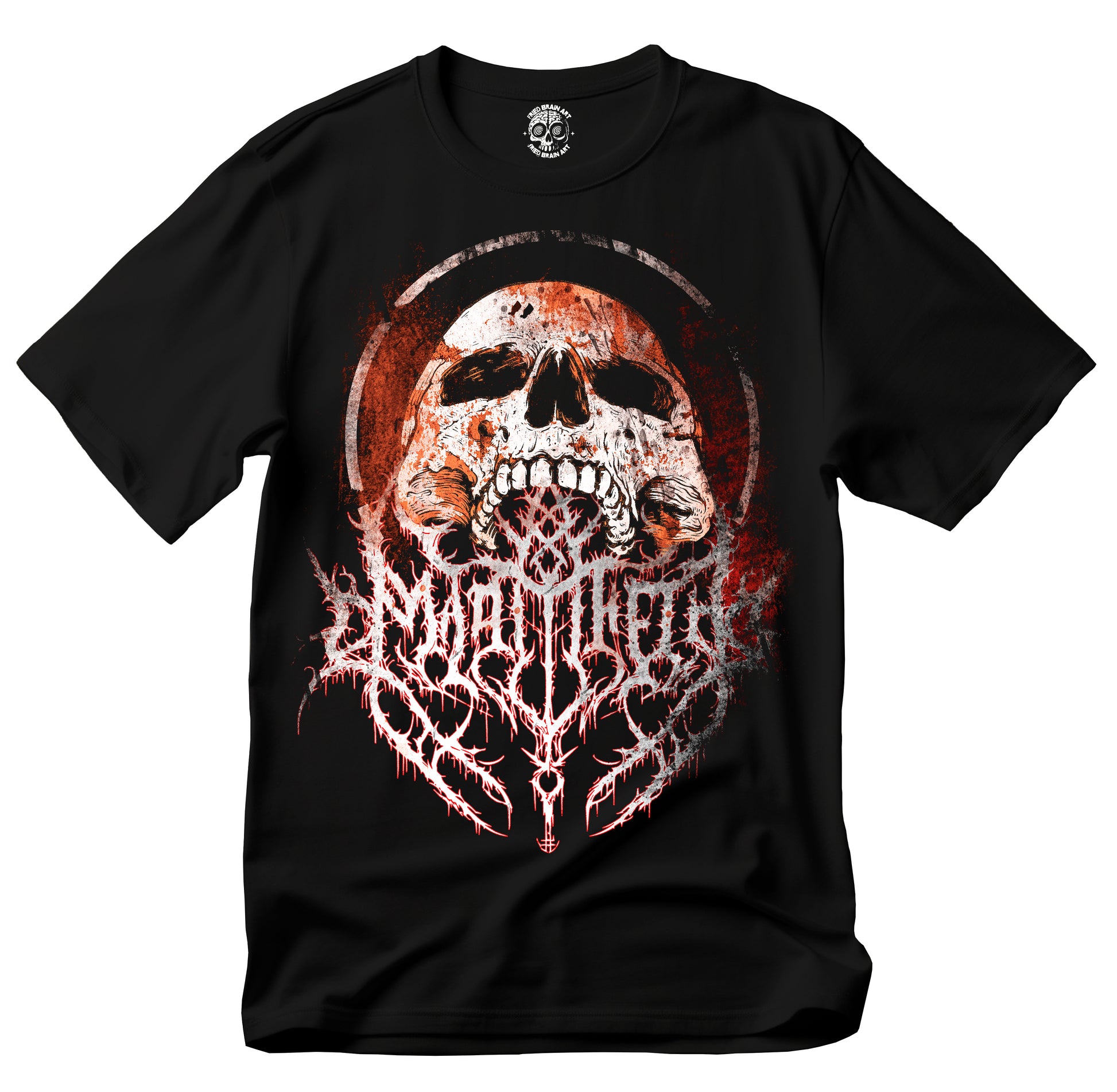 Edgy Skull Graphic Unisex Softstyle T-Shirt, Brutal Dark Calligraphy T-shirt With Skull, Dark Art T-shirt, Skull T-shirt, Rock and Roll T-shirt.