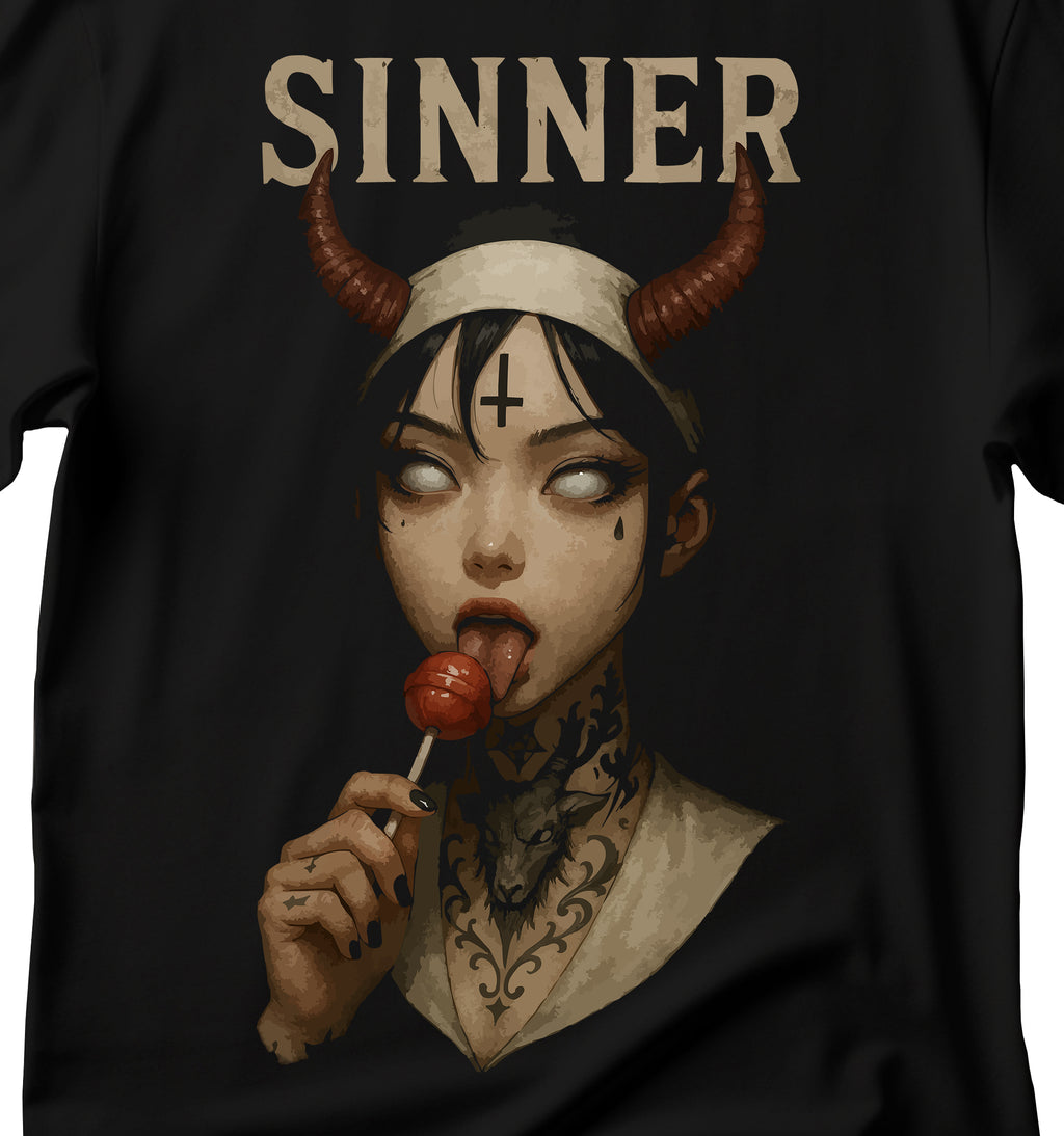 Unholy Nun T- Shirt, Funny Horror Choked Up Unholy Nun Satan Baphomet Gothic T-Shirt, Nun Shirt, Unholy Shirt, Halloween Shirt, Dark nun