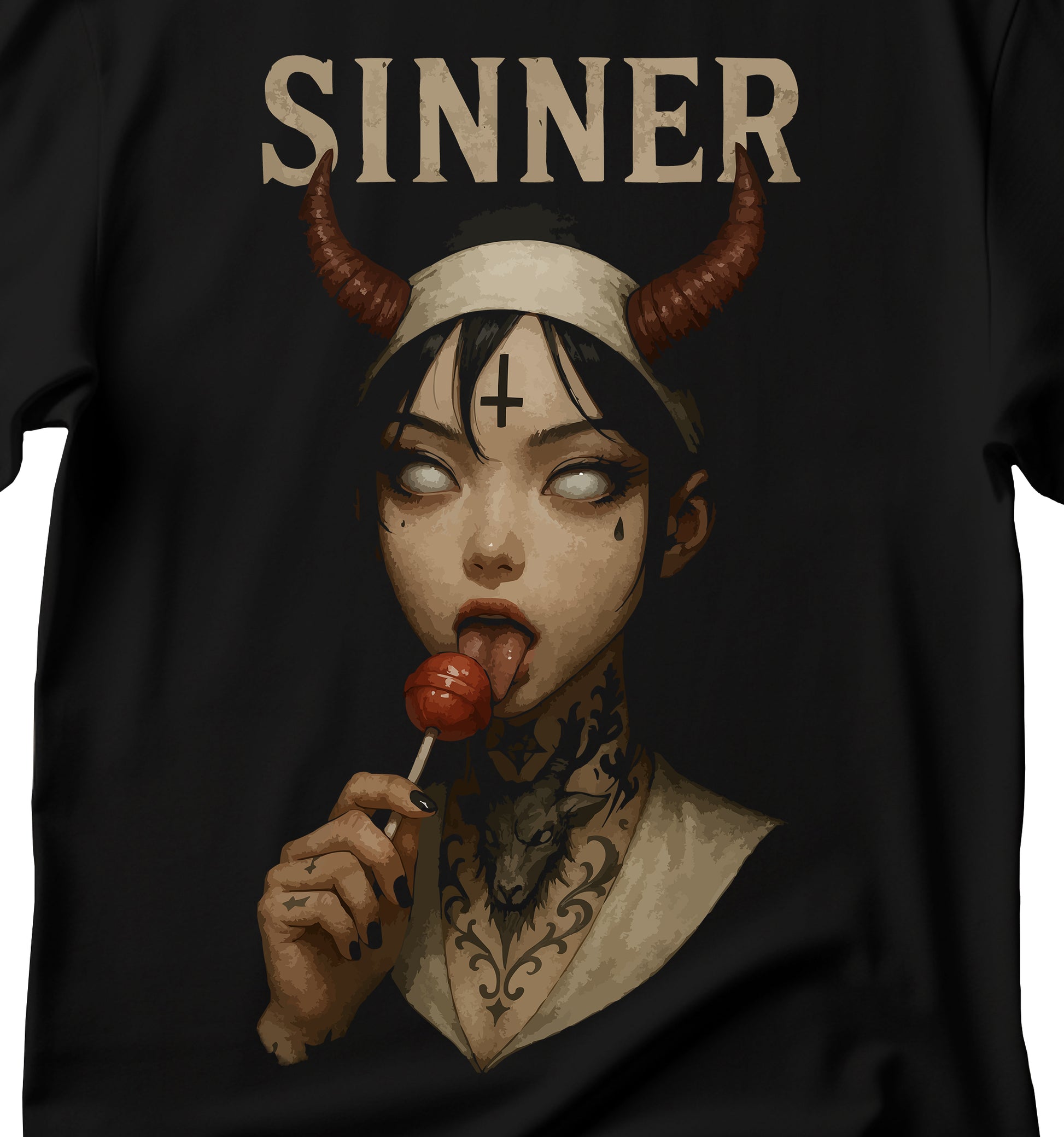 Unholy Nun T- Shirt, Funny Horror Choked Up Unholy Nun Satan Baphomet Gothic T-Shirt, Nun Shirt, Unholy Shirt, Halloween Shirt, Dark nun