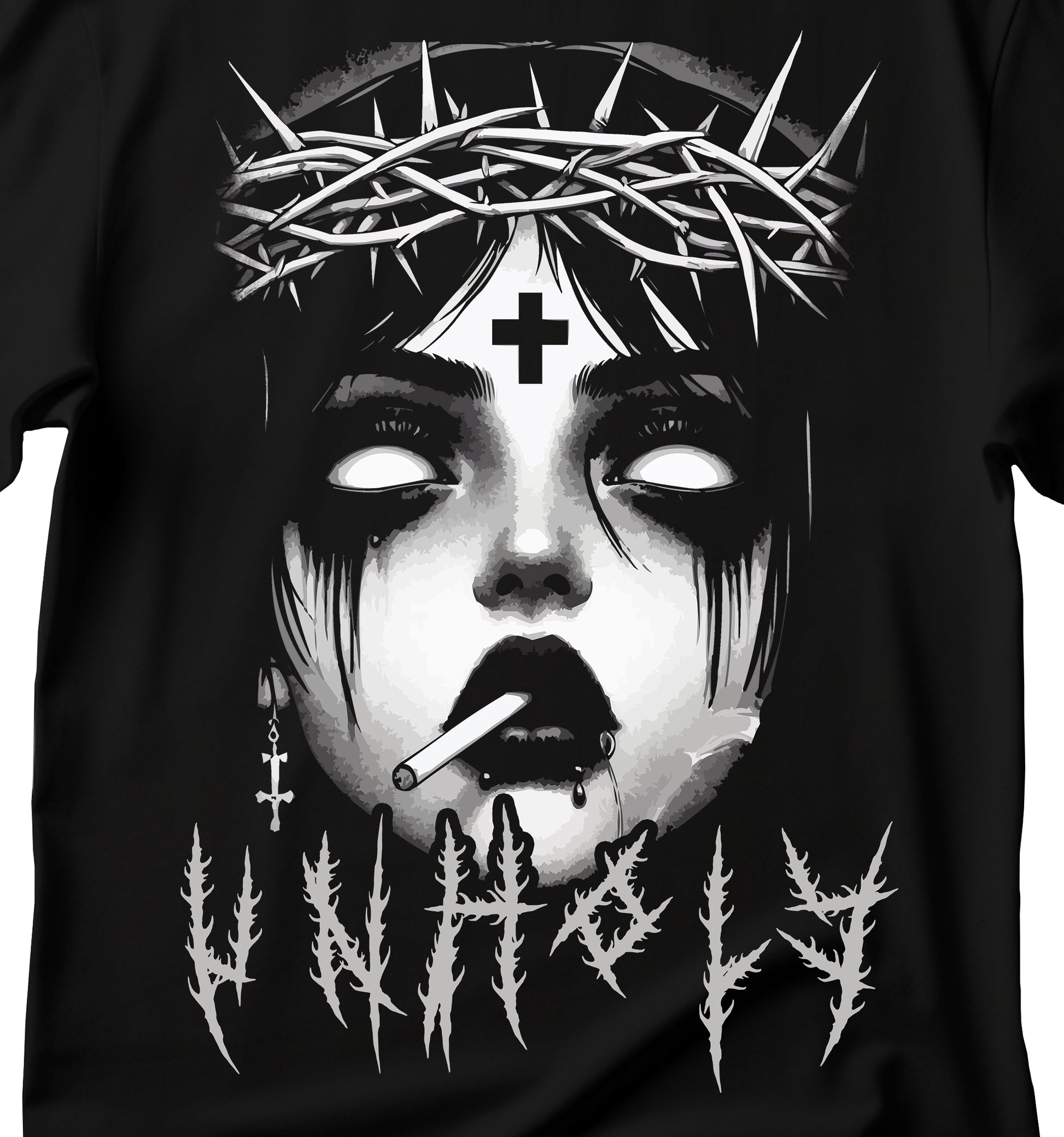 Unholy Nun T- Shirt, Funny Horror Choked Up Unholy Nun Satan Baphomet Gothic T-Shirt, Nun Shirt, Unholy Shirt, Halloween Shirt, Dark nun