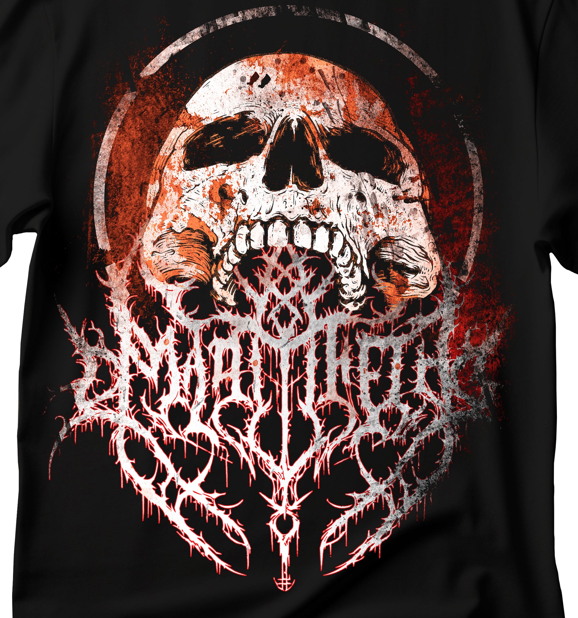Edgy Skull Graphic Unisex Softstyle T-Shirt, Brutal Dark Calligraphy T-shirt With Skull, Dark Art T-shirt, Skull T-shirt, Rock and Roll T-shirt.