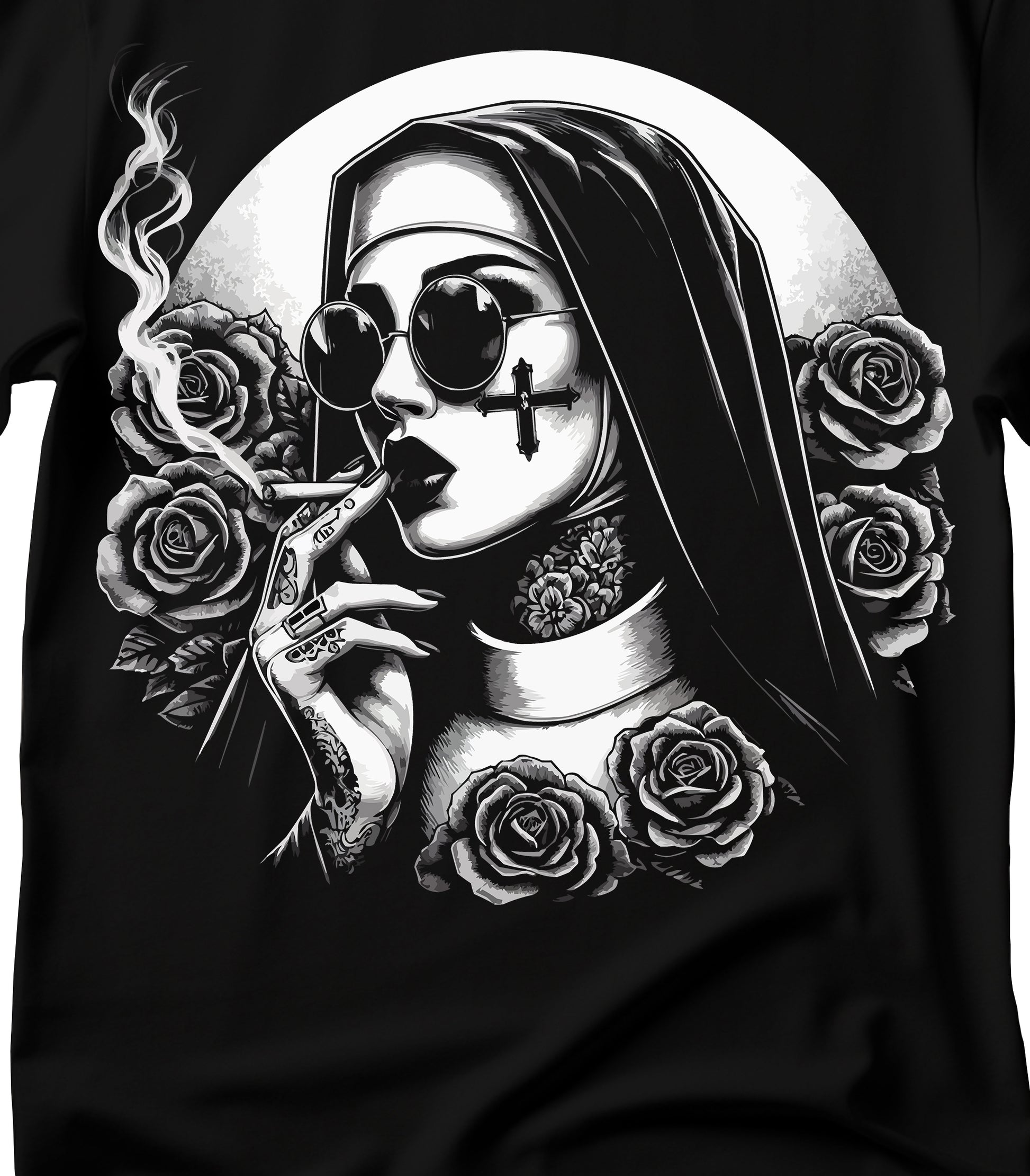 Unholy Nun T- Shirt, Funny Horror Choked Up Unholy Nun Satan Baphomet Gothic T-Shirt, Nun Shirt, Unholy Shirt, Halloween Shirt, Dark nun