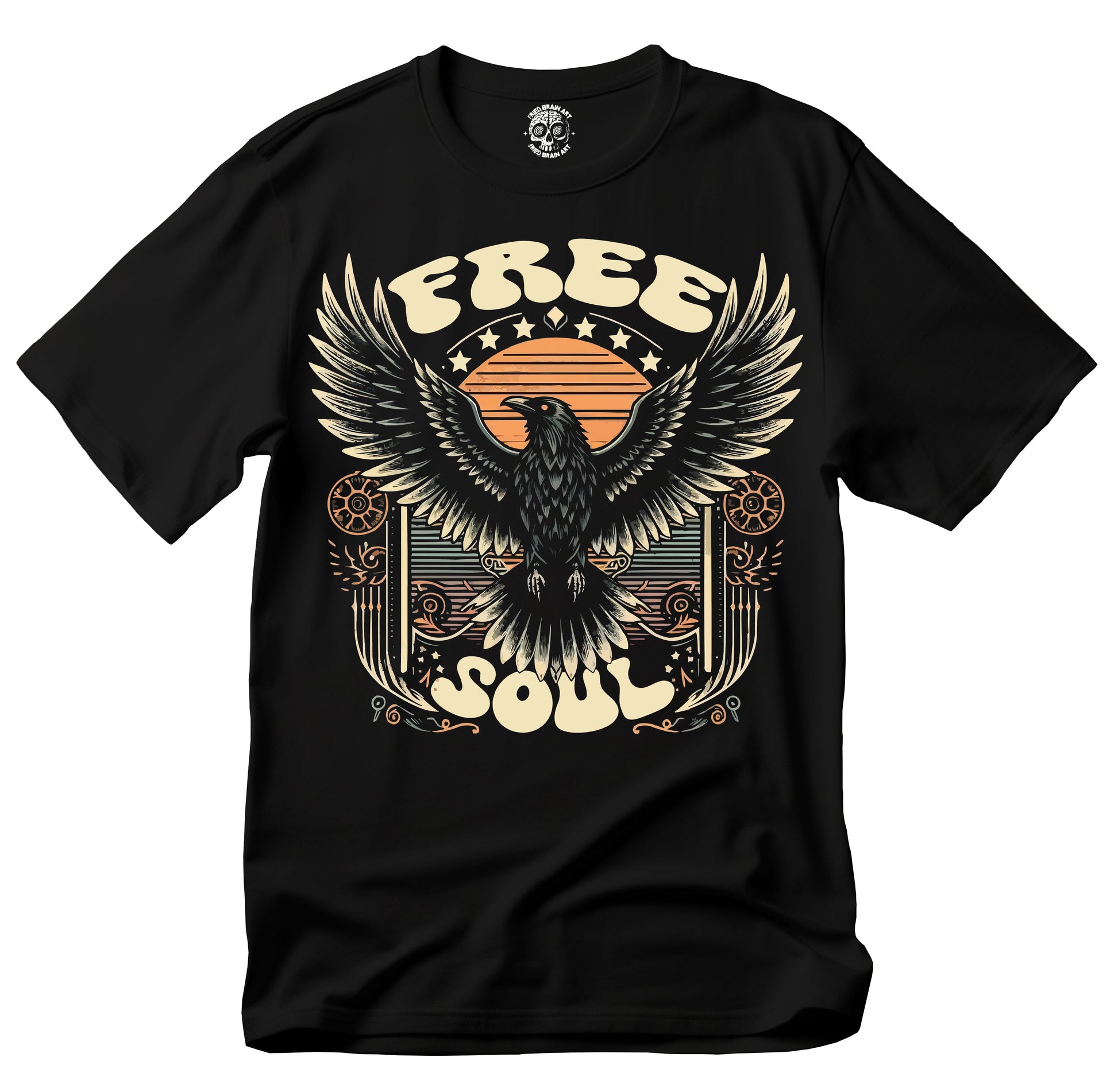 Free Soul Unisex Softstyle T-Shirt, Vintage Graphic Tee, Boho Spirit Wear, Bird Lover Gift, Crow T-Shirt