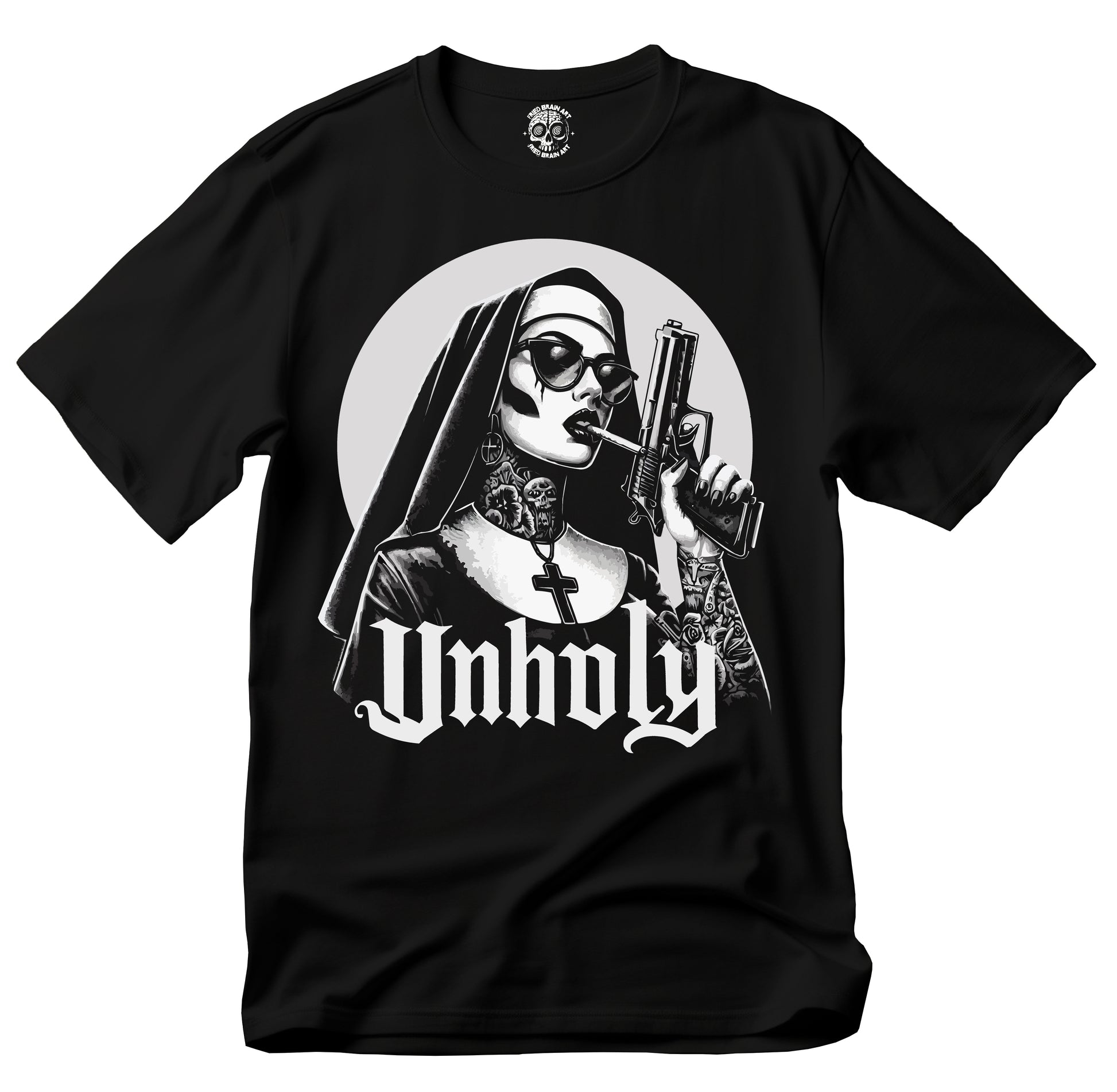 Unholy Nun T- Shirt, Funny Horror Choked Up Unholy Nun Satan Baphomet Gothic T-Shirt, Nun Shirt, Unholy Shirt, Halloween Shirt, Dark nun