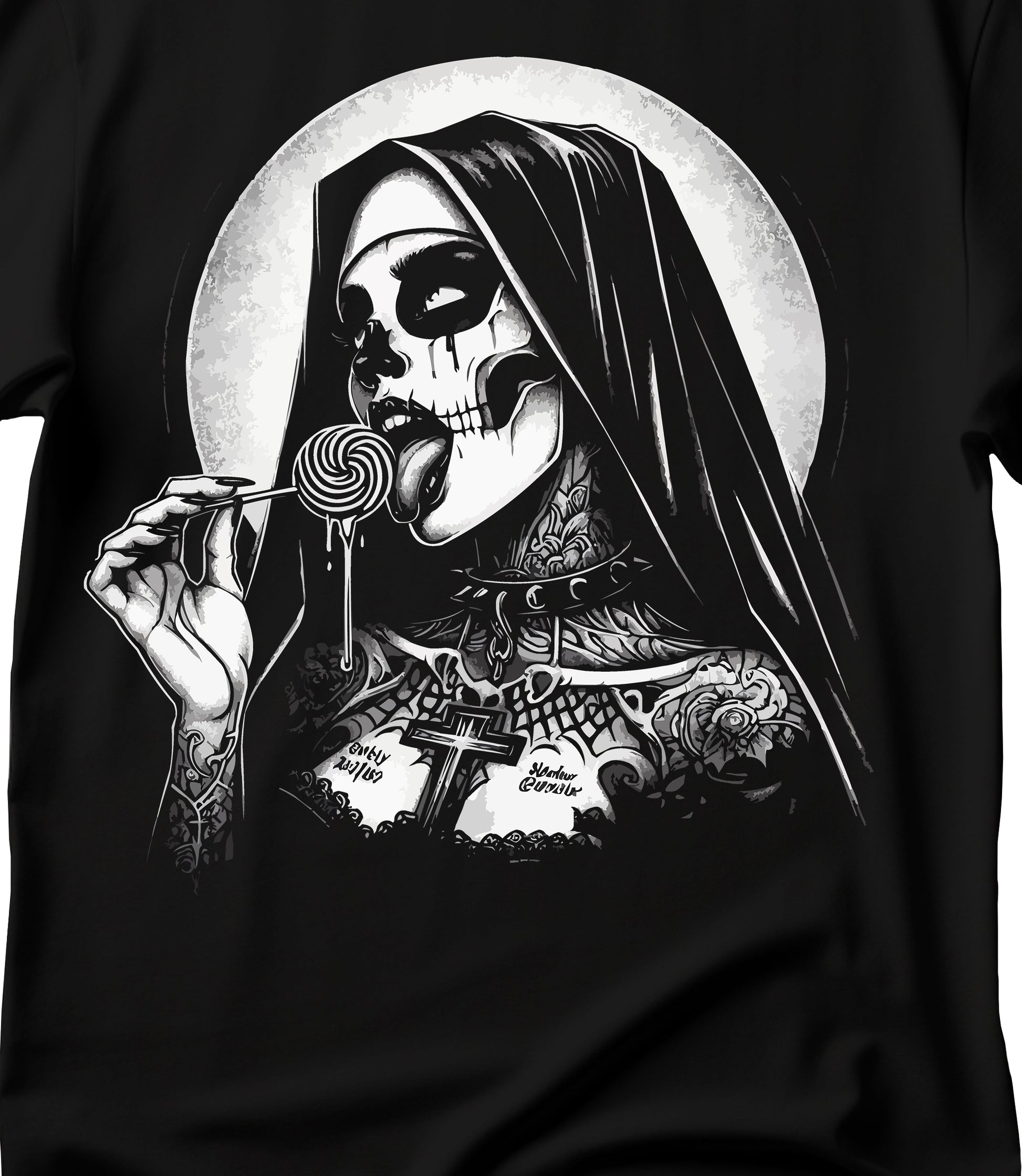Unholy Nun T- Shirt, Funny Horror Choked Up Unholy Nun Satan Baphomet Gothic T-Shirt, Nun Shirt, Unholy Shirt, Halloween Shirt, Dark nun
