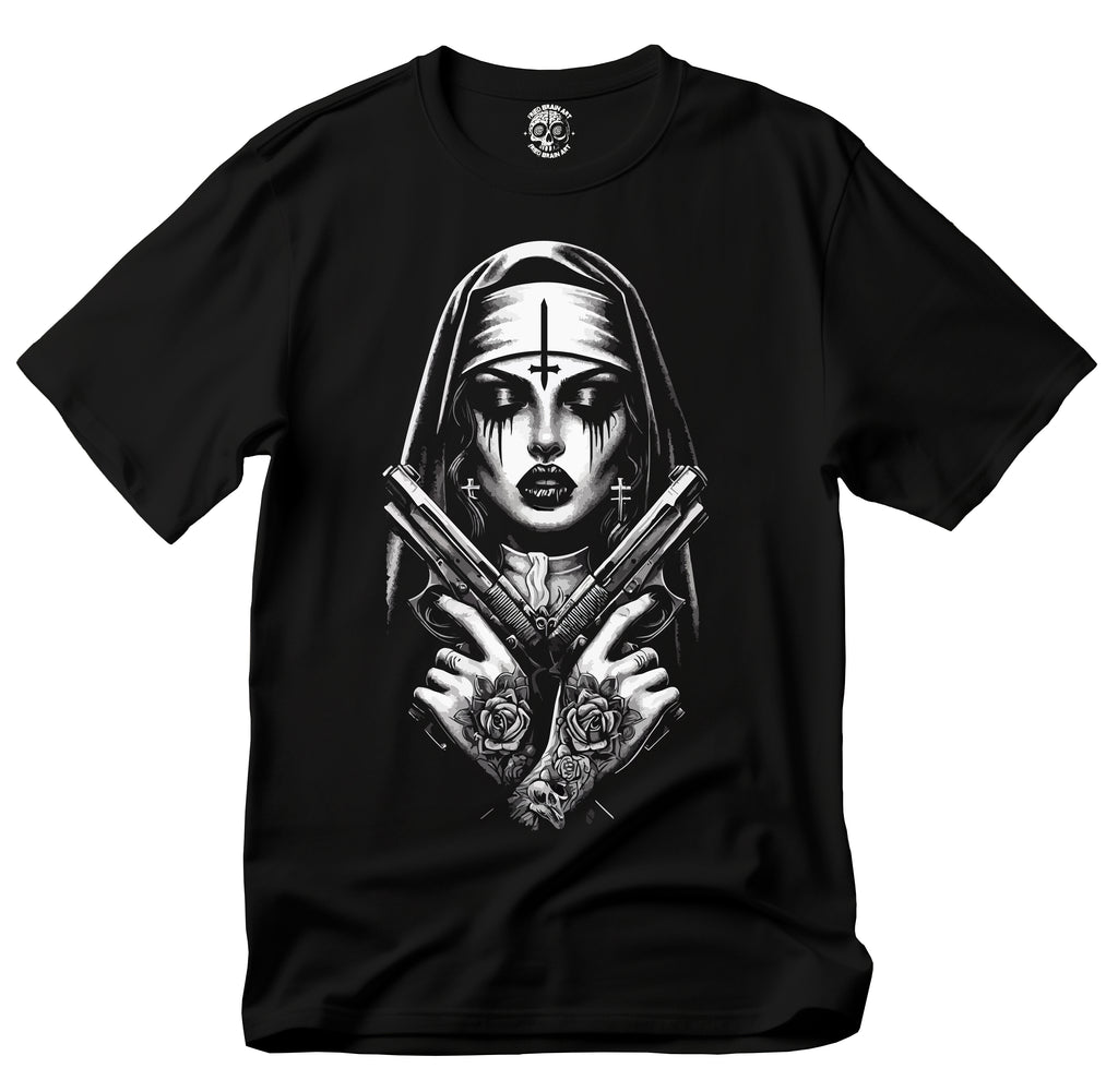 Gothic Nun  T-Shirt, Unisex Tee, Edgy Apparel, Unholy Nun T- Shirt, Funny Horror Choked Up Unholy Nun Satan Baphomet Gothic T-Shirt, Nun Shirt, Unholy Shirt, Halloween Shirt, Dark nun