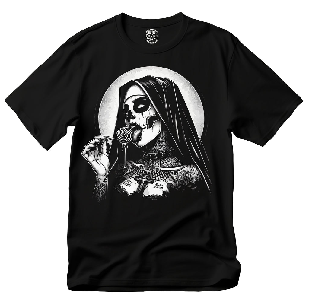 Unholy Nun T- Shirt, Funny Horror Choked Up Unholy Nun Satan Baphomet Gothic T-Shirt, Nun Shirt, Unholy Shirt, Halloween Shirt, Dark nun