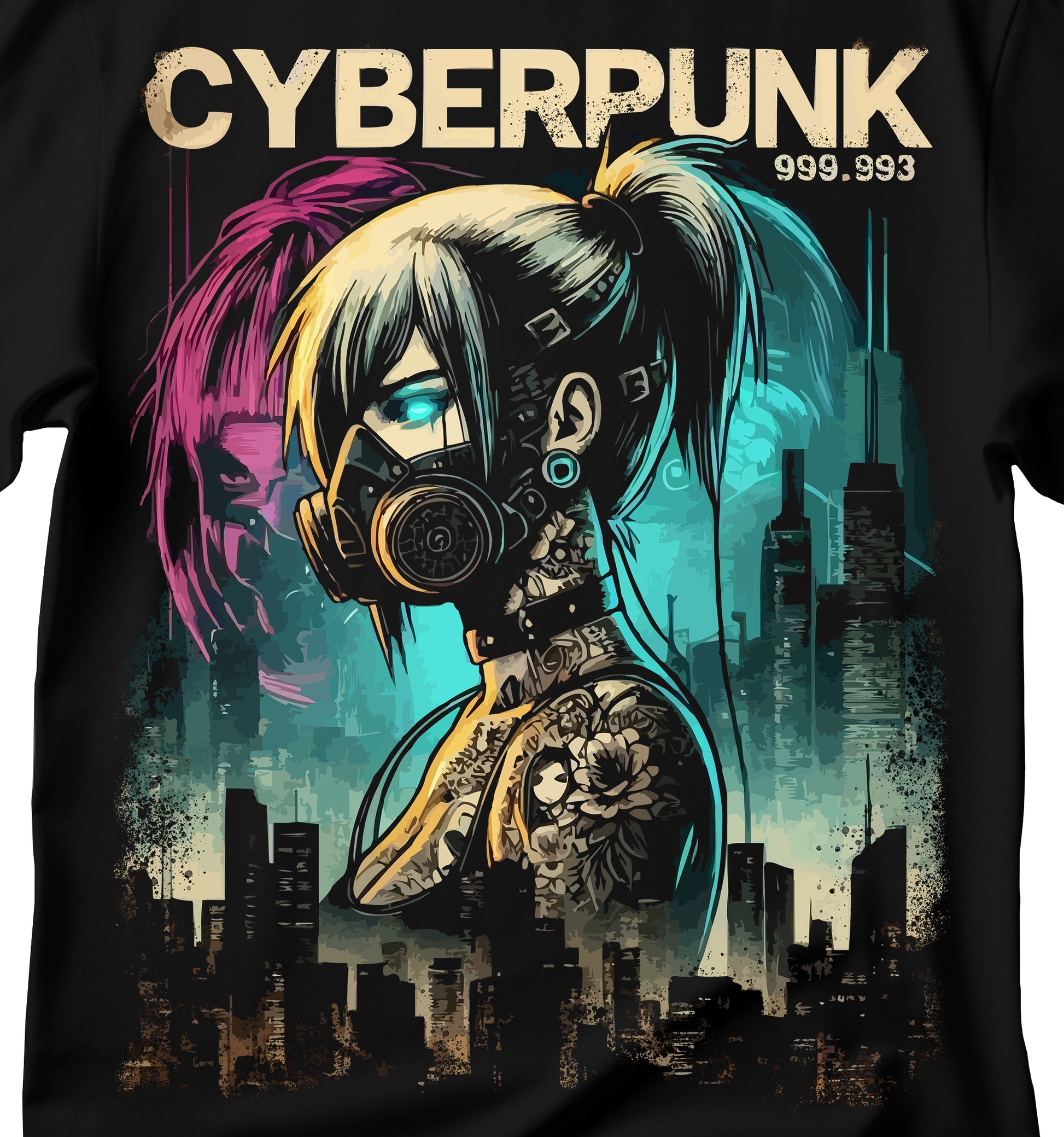 Cyberpunk Anime Girl T-Shirt, Cyberpunk T-Shirt, Futuristic Cyberpunk Anime T-Shirt, Futuristic Cute Robot Girl T-Shirt