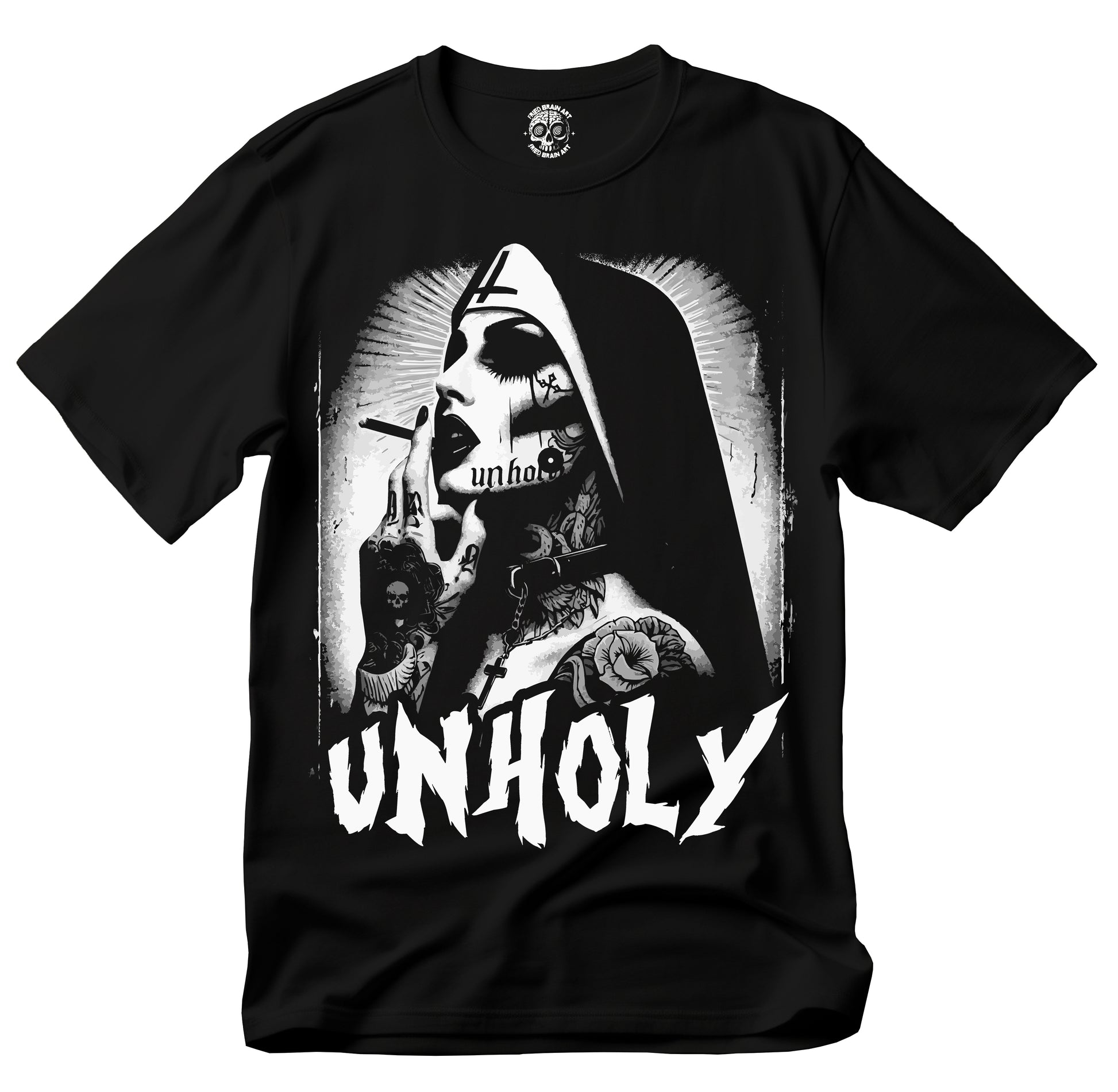 Unholy Nun T- Shirt, Funny Horror Choked Up Unholy Nun Satan Baphomet Gothic T-Shirt, Nun Shirt, Unholy Shirt, Halloween Shirt, Dark nun