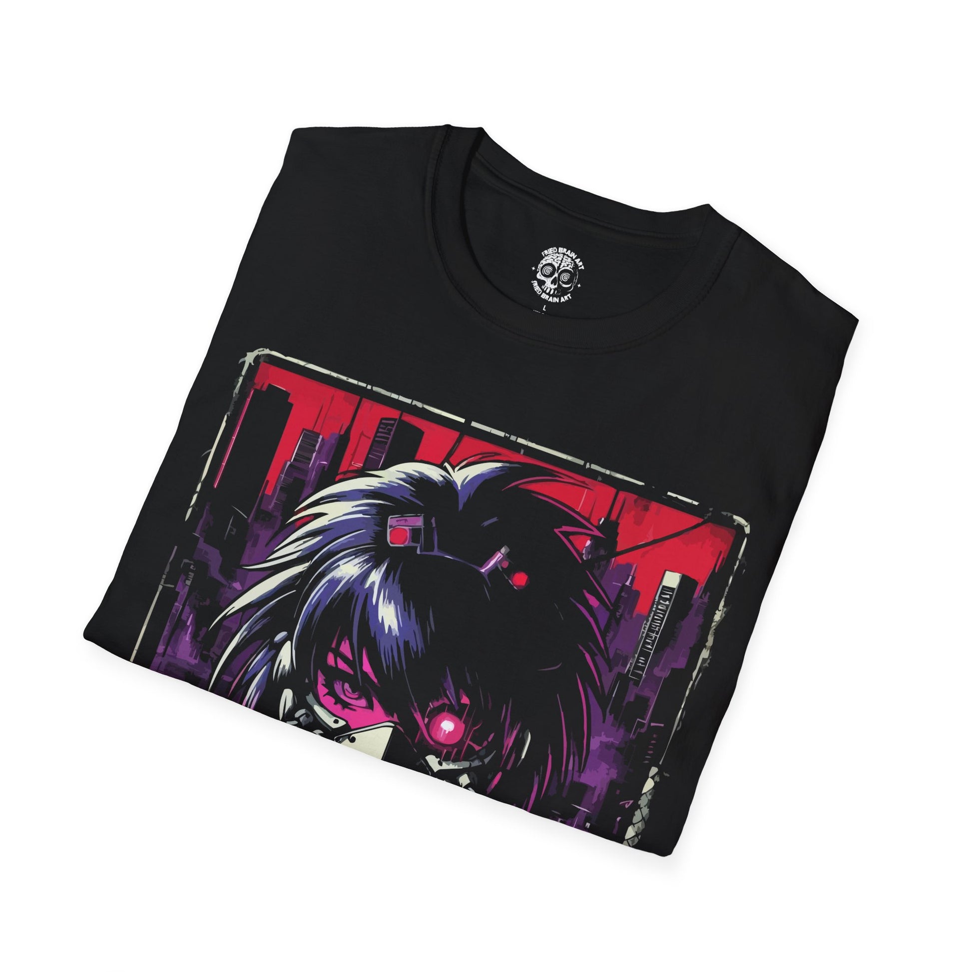Cyberpunk Anime Girl T-Shirt, Cyberpunk T-Shirt, Futuristic Cyberpunk Anime T-Shirt, Futuristic Cute Robot Girl T-Shirt