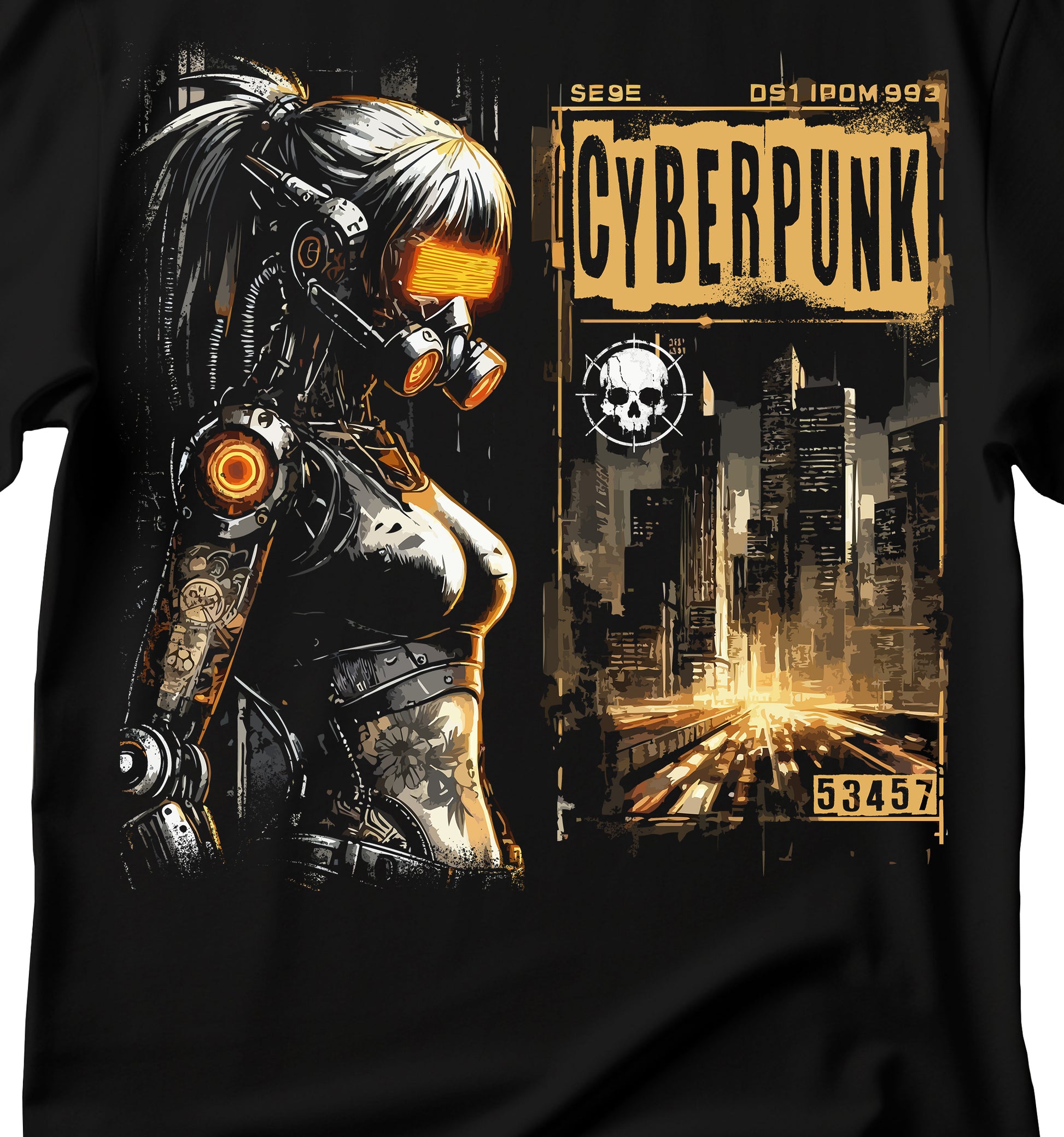 Cyberpunk Anime Girl T-Shirt, Cyberpunk T-Shirt, Futuristic Cyberpunk Anime T-Shirt, Futuristic Cute Robot Girl T-Shirt