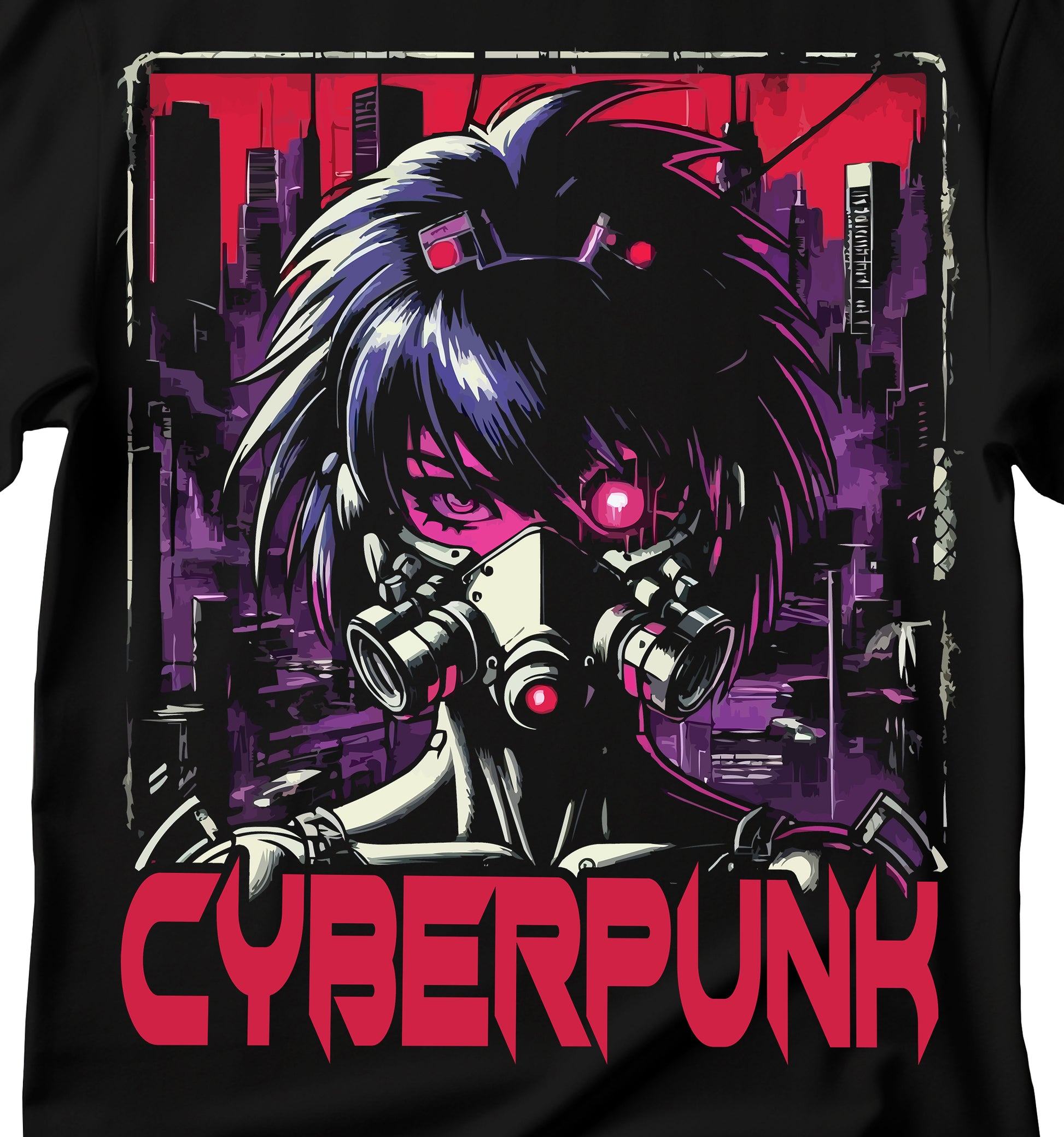 Cyberpunk Anime Girl T-Shirt, Cyberpunk T-Shirt, Futuristic Cyberpunk Anime T-Shirt, Futuristic Cute Robot Girl T-Shirt
