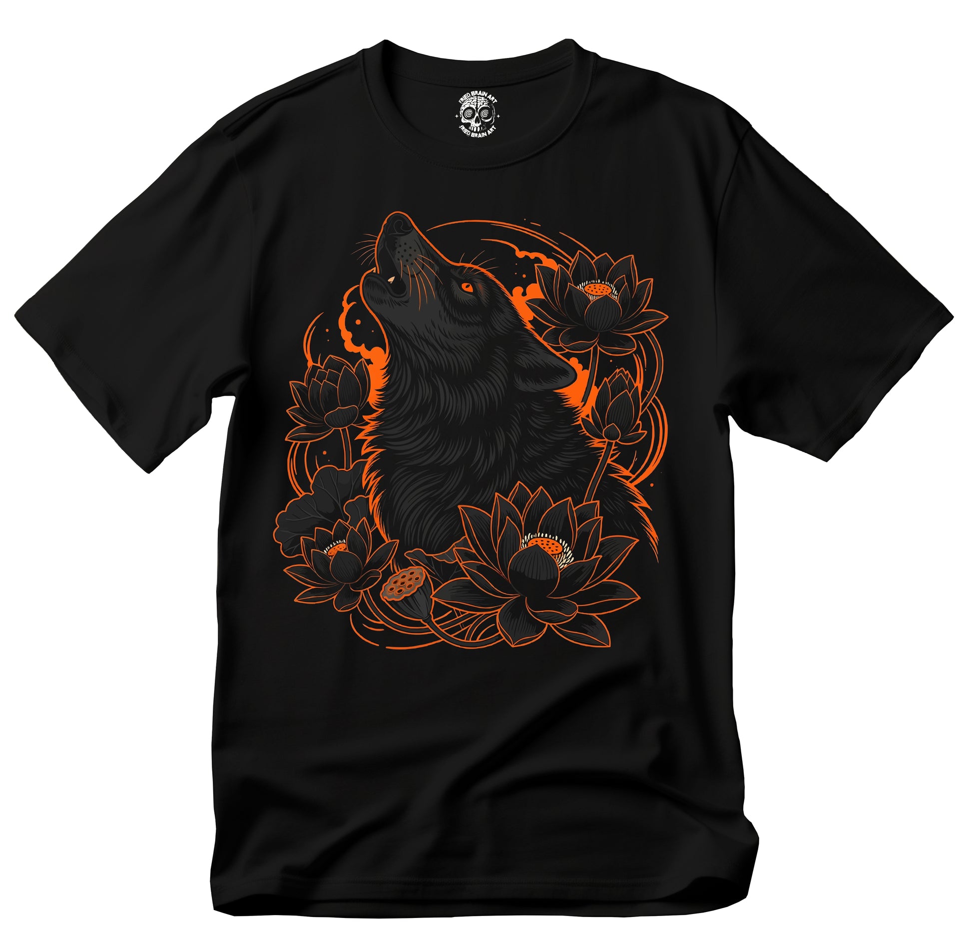 Howling Wolves Shirt Vintage Style Gothic Tee Unisex, Nature Shirt, Black Wolf T-Shirt, Flowers and Wolf T-Shirt