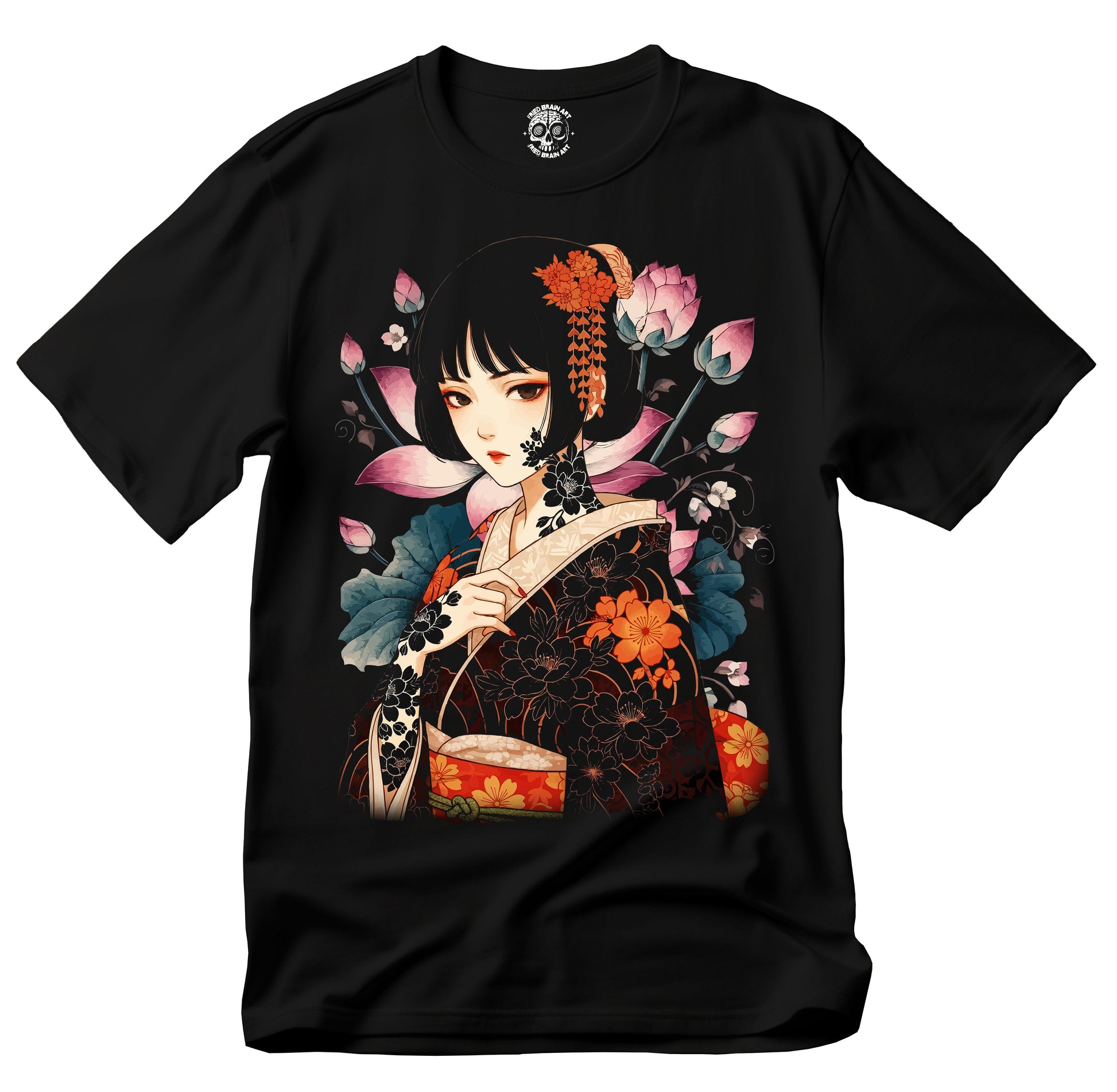 Japanese geisha t-shirt, geisha t-shirt, Japanese art t-shirt, Cute anime geisha t-Shirt, Anime Girl T-Shirt
