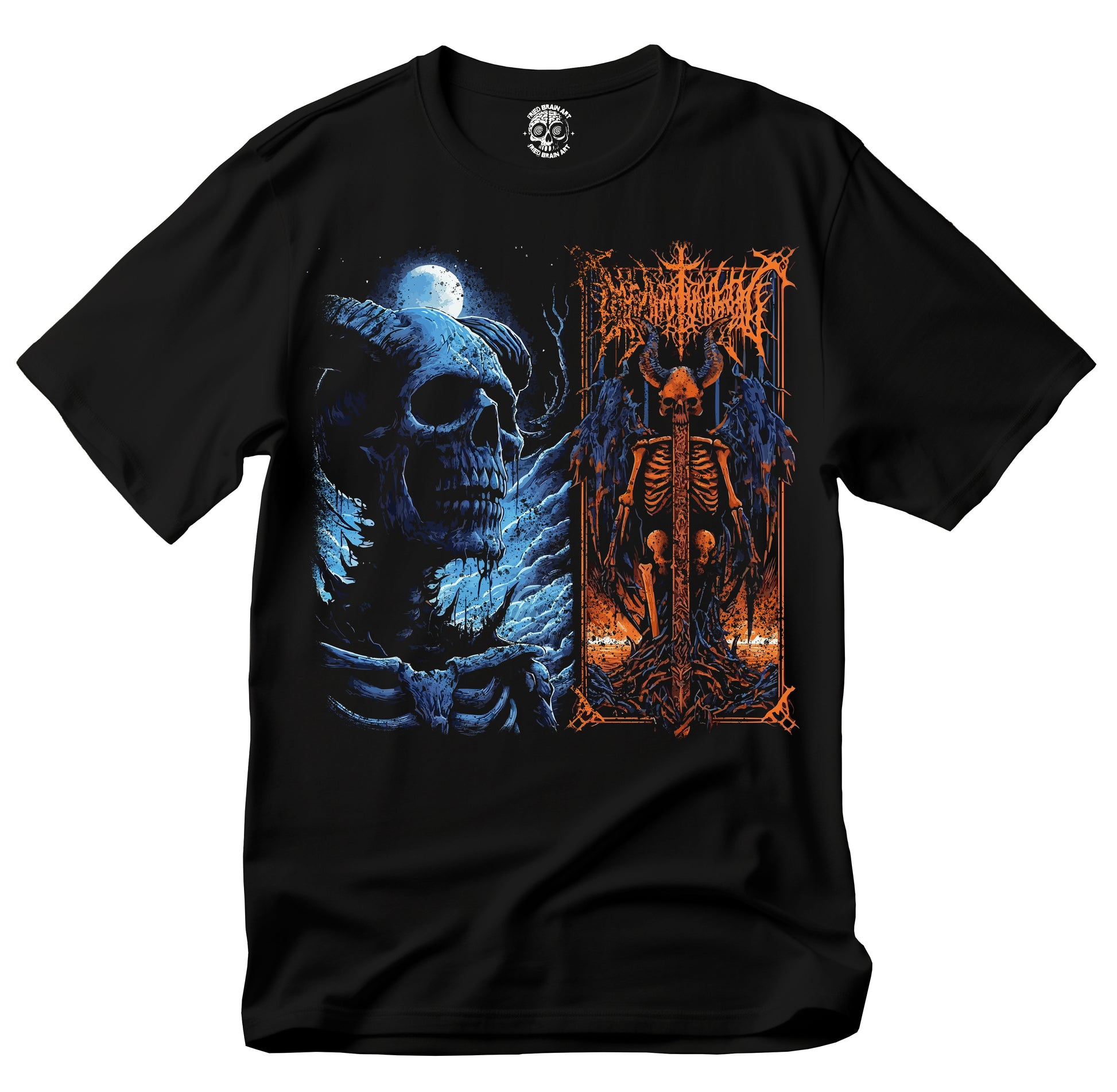 Dark art skeleton t-shirt with dark lettering, 90s vintage style skeleton t-shirt