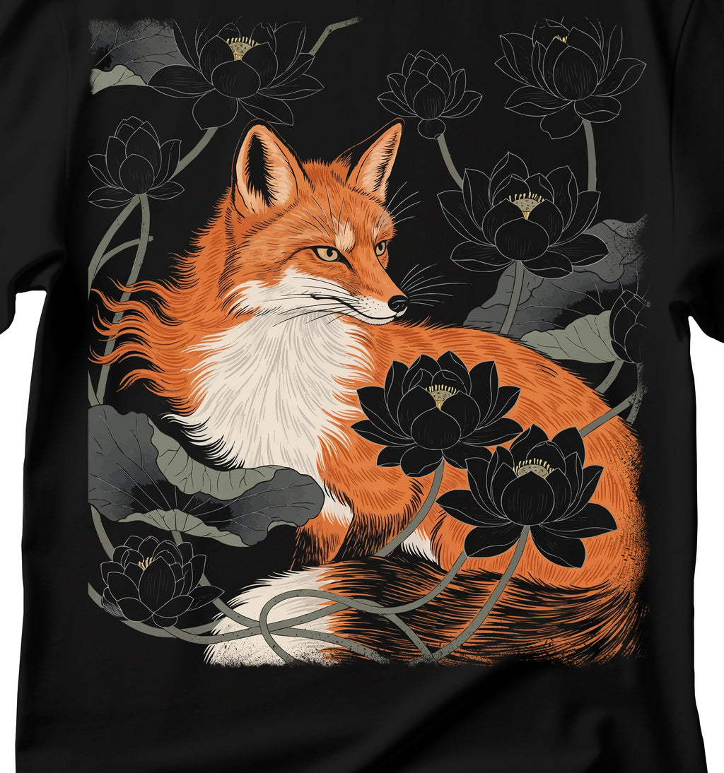 Kitsune Fox Spirit , Japanese Fox Painting , Otaku Graphic Tee, Spirit Fox Shirt, Manga Shirt, Mythical Tee, Japanese Folklore Shirt