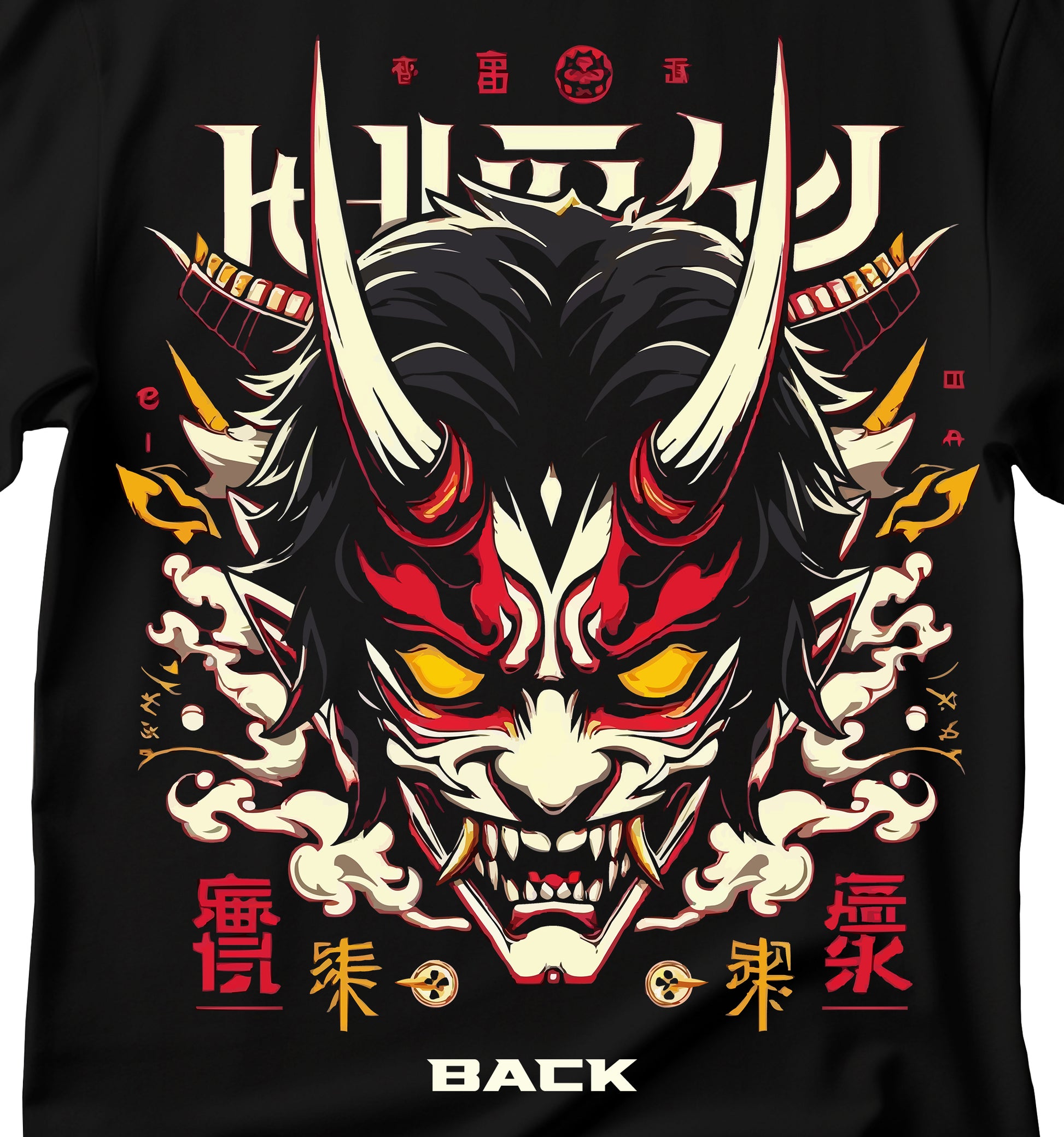 Japanese Demon Graphic T-Shirt, Japanese Demon Mask T-shirt,  Anime Fashion