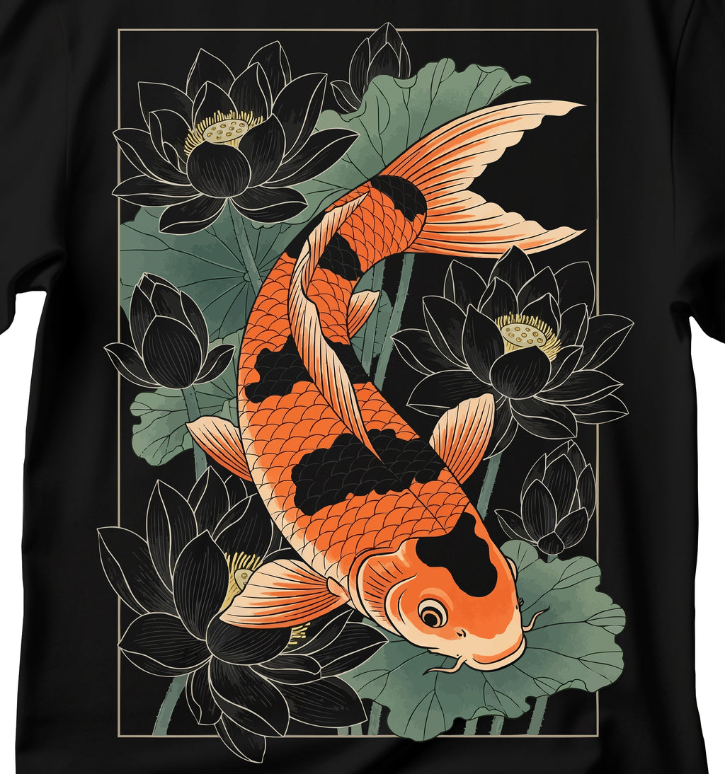 Vintage Japanese Koi Fish T-shirt Nautical Animal Asian Art Nouveau Japan T-shirt Urban Unisex Spring Shirt Tokyo Style