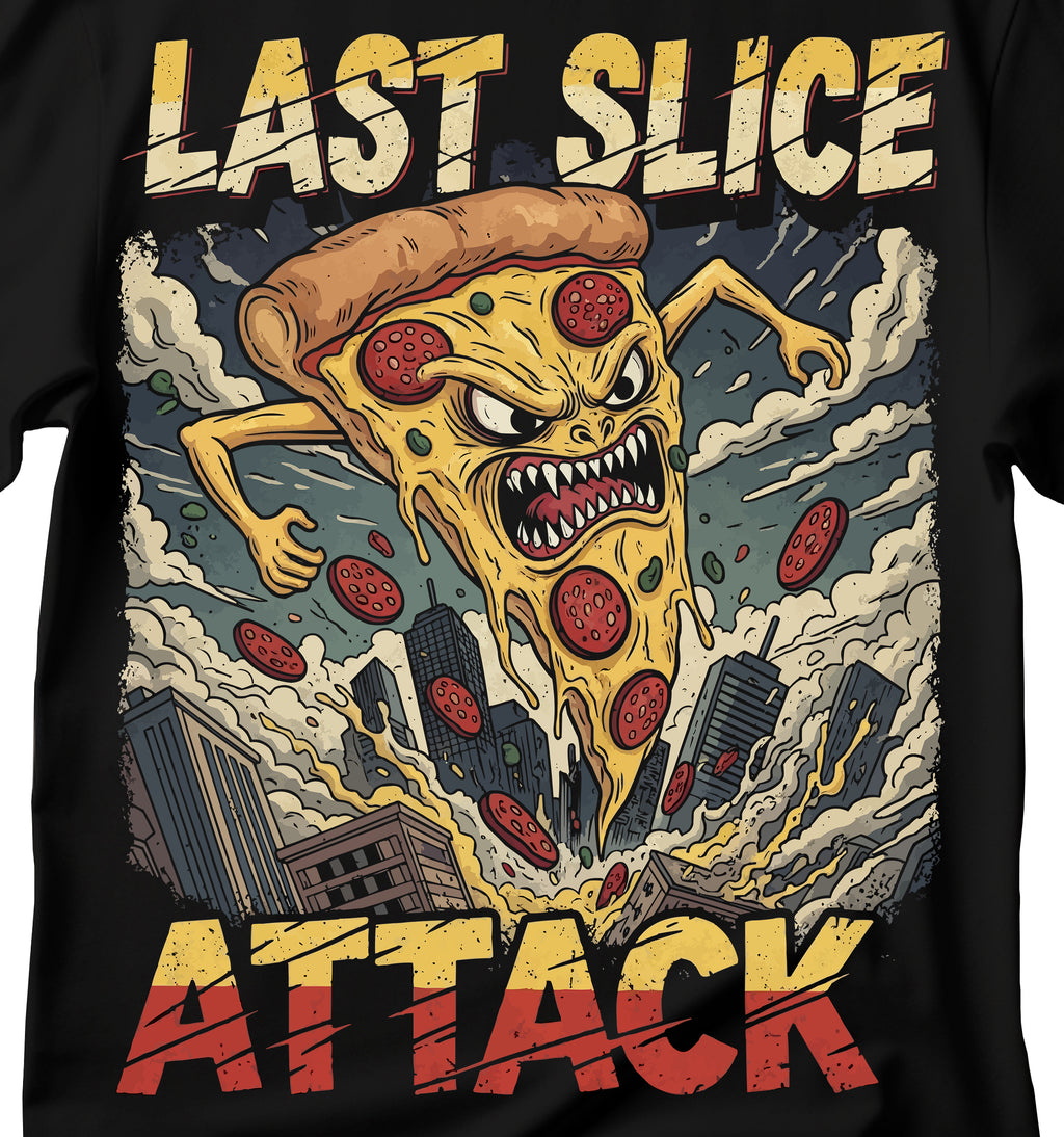 Epic Last Slice Attack T-Shirt | Pizza Lover Gift | Unisex Graphic Tee | Funny Foodie Wear | Casual Streetwear