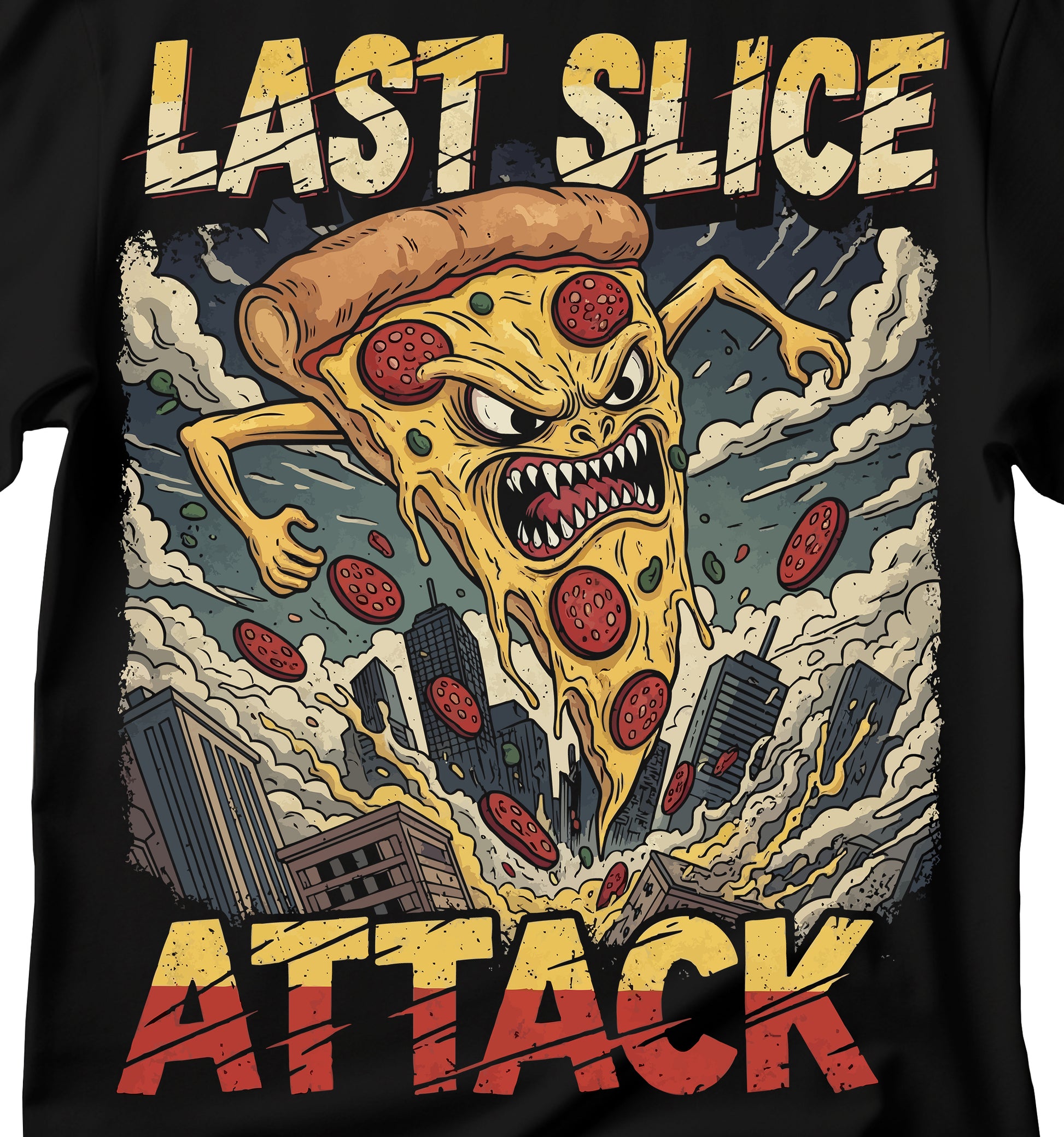 Epic Last Slice Attack T-Shirt | Pizza Lover Gift | Unisex Graphic Tee | Funny Foodie Wear | Casual Streetwear