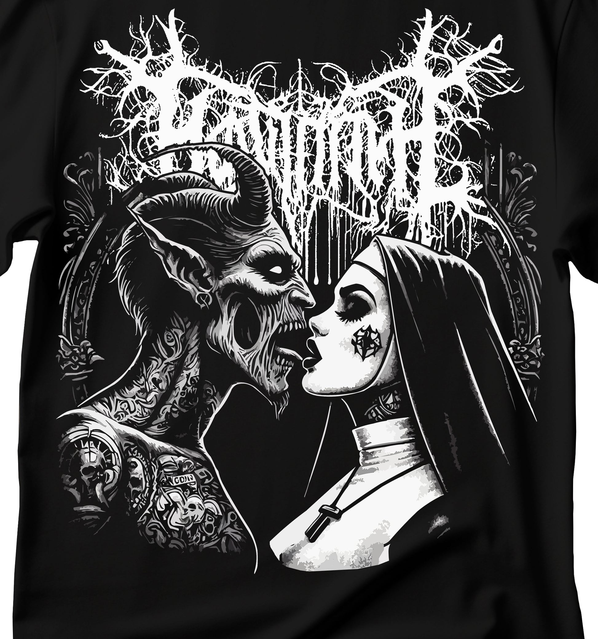 Unholy Nun T- Shirt, Funny Horror Choked Up Unholy Nun Satan Baphomet Gothic T-Shirt, Nun Shirt, Unholy Shirt, Halloween Shirt, Dark nun