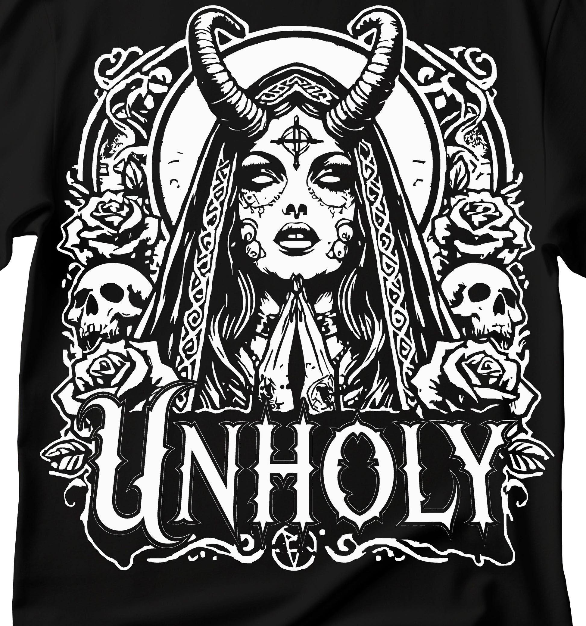 Unholy Nun T- Shirt, Funny Horror Choked Up Unholy Nun Satan Baphomet Gothic T-Shirt, Nun Shirt, Unholy Shirt, Halloween Shirt, Dark nun