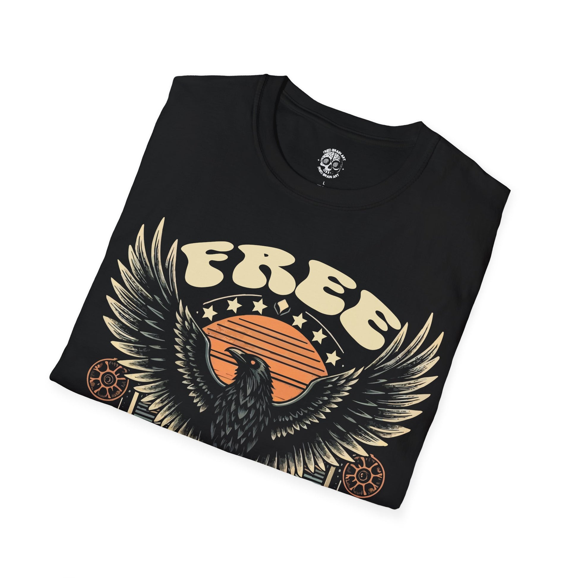 Free Soul Unisex Softstyle T-Shirt, Vintage Graphic Tee, Boho Spirit Wear, Bird Lover Gift, Crow T-Shirt