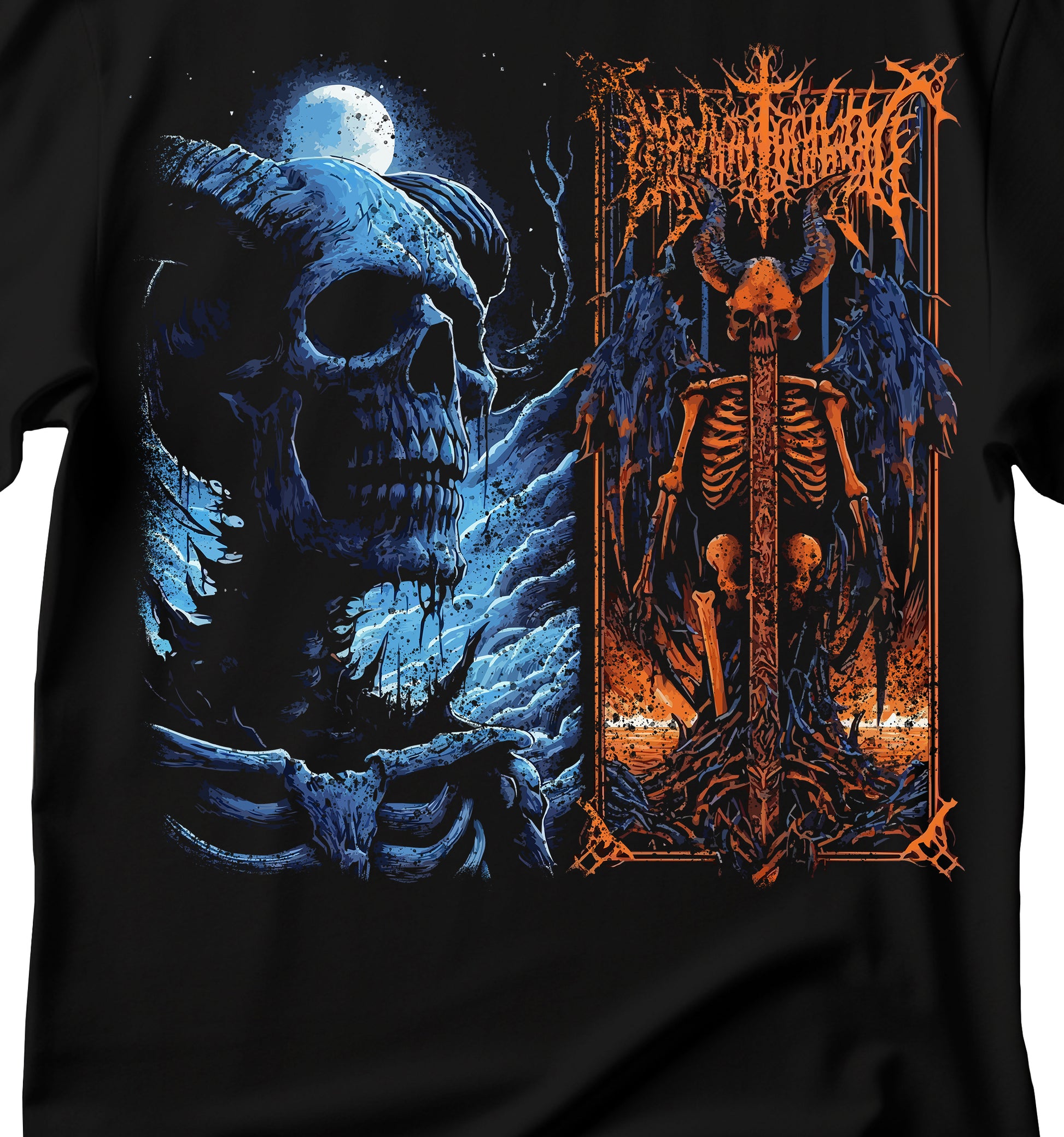 Dark art skeleton t-shirt with dark lettering, 90s vintage style skeleton t-shirt