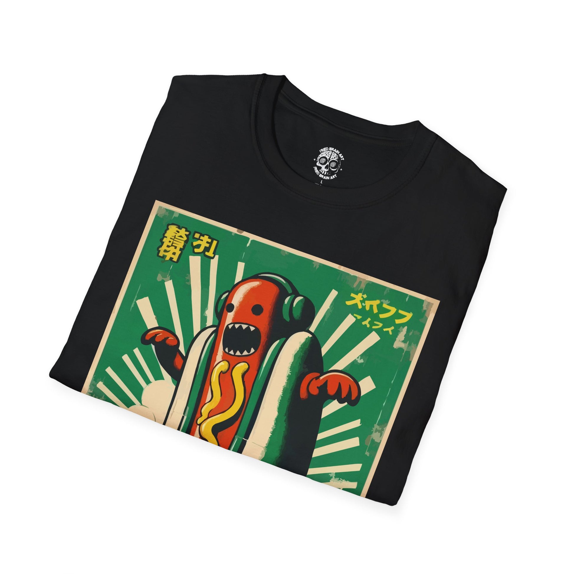 Retro Hot Dog Monster  T-Shirt, Funny Tee, Funny Hot Dog Monster T-Shirt, Funny Kaiju Hot Dog T-Shirt, Vintage Funny Hot Dog T-Shirt, Funny Hot Dog T-Shirt Attacking a City