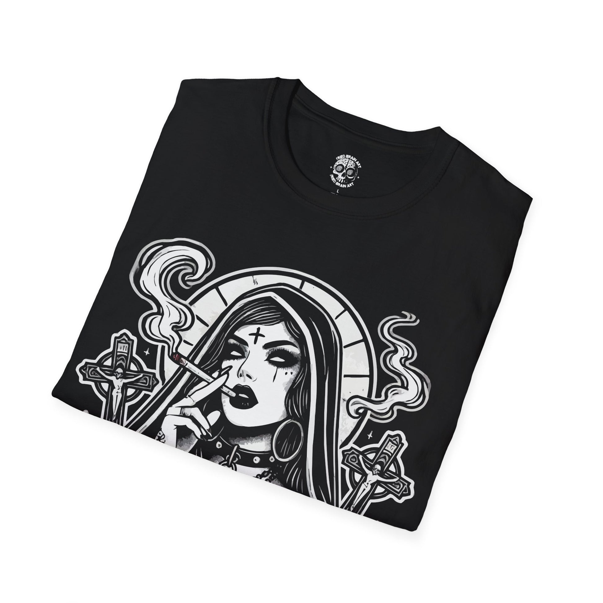 Unholy Nun T- Shirt, Funny Horror Choked Up Unholy Nun Satan Baphomet Gothic T-Shirt, Nun Shirt, Unholy Shirt, Halloween Shirt, Dark nun