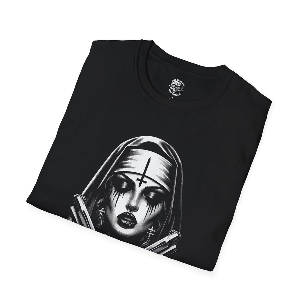 Gothic Nun  T-Shirt, Unisex Tee, Edgy Apparel, Unholy Nun T- Shirt, Funny Horror Choked Up Unholy Nun Satan Baphomet Gothic T-Shirt, Nun Shirt, Unholy Shirt, Halloween Shirt, Dark nun