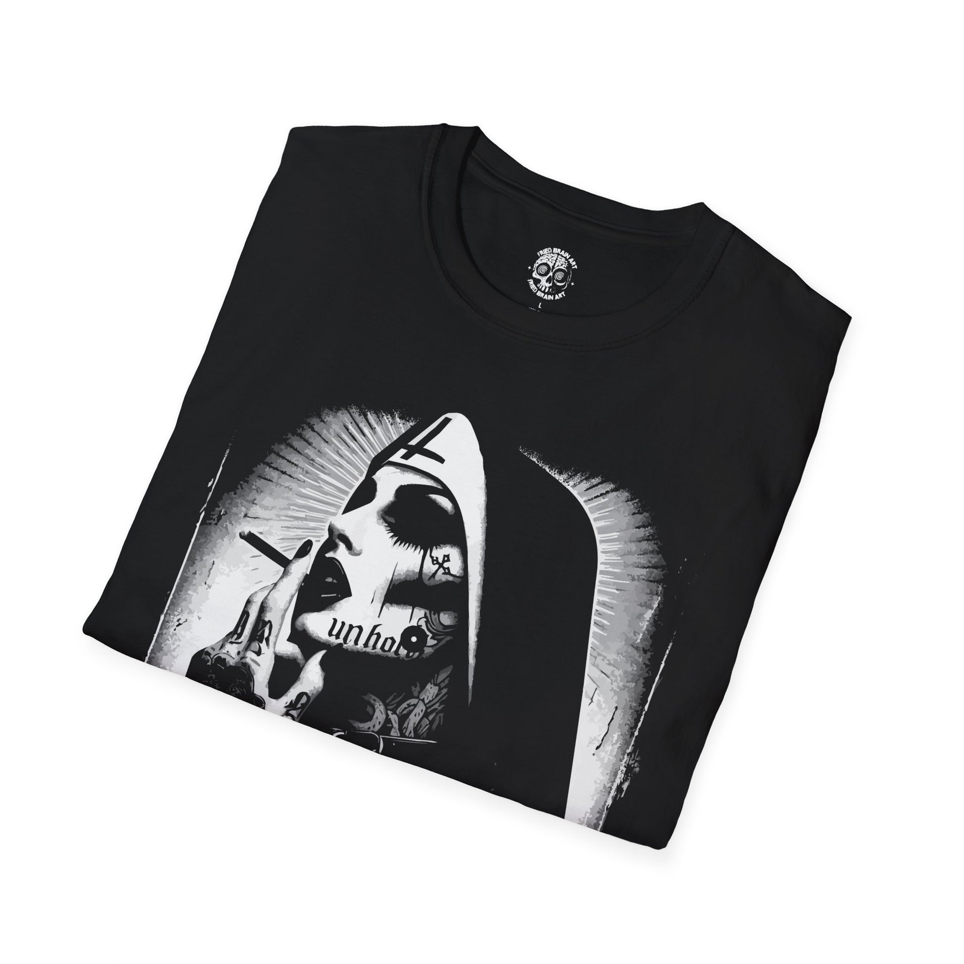 Unholy Nun T- Shirt, Funny Horror Choked Up Unholy Nun Satan Baphomet Gothic T-Shirt, Nun Shirt, Unholy Shirt, Halloween Shirt, Dark nun