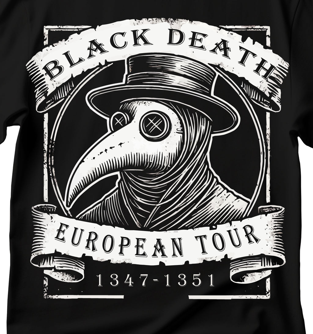 Gothic Plague Tour T-Shirt, Black Death T-Shirt | Plague Doctor Shirt | Gothic Grunge Clothing | Horror Goth Aesthetic | History Shirt | Dark Art Shirt