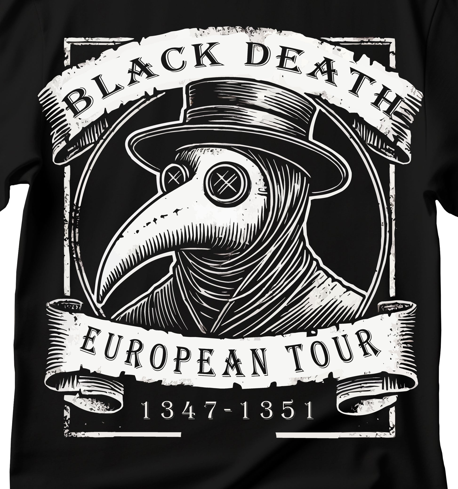 Gothic Plague Tour T-Shirt, Black Death T-Shirt | Plague Doctor Shirt | Gothic Grunge Clothing | Horror Goth Aesthetic | History Shirt | Dark Art Shirt