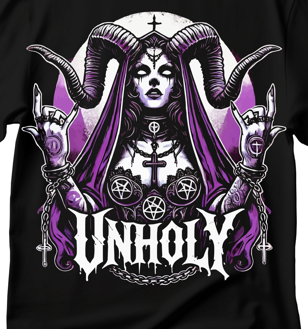 Unholy Nun T- Shirt, Funny Horror Choked Up Unholy Nun Satan Baphomet Gothic T-Shirt, Nun Shirt, Unholy Shirt, Halloween Shirt, Dark nun, Witchy T-Shirt
