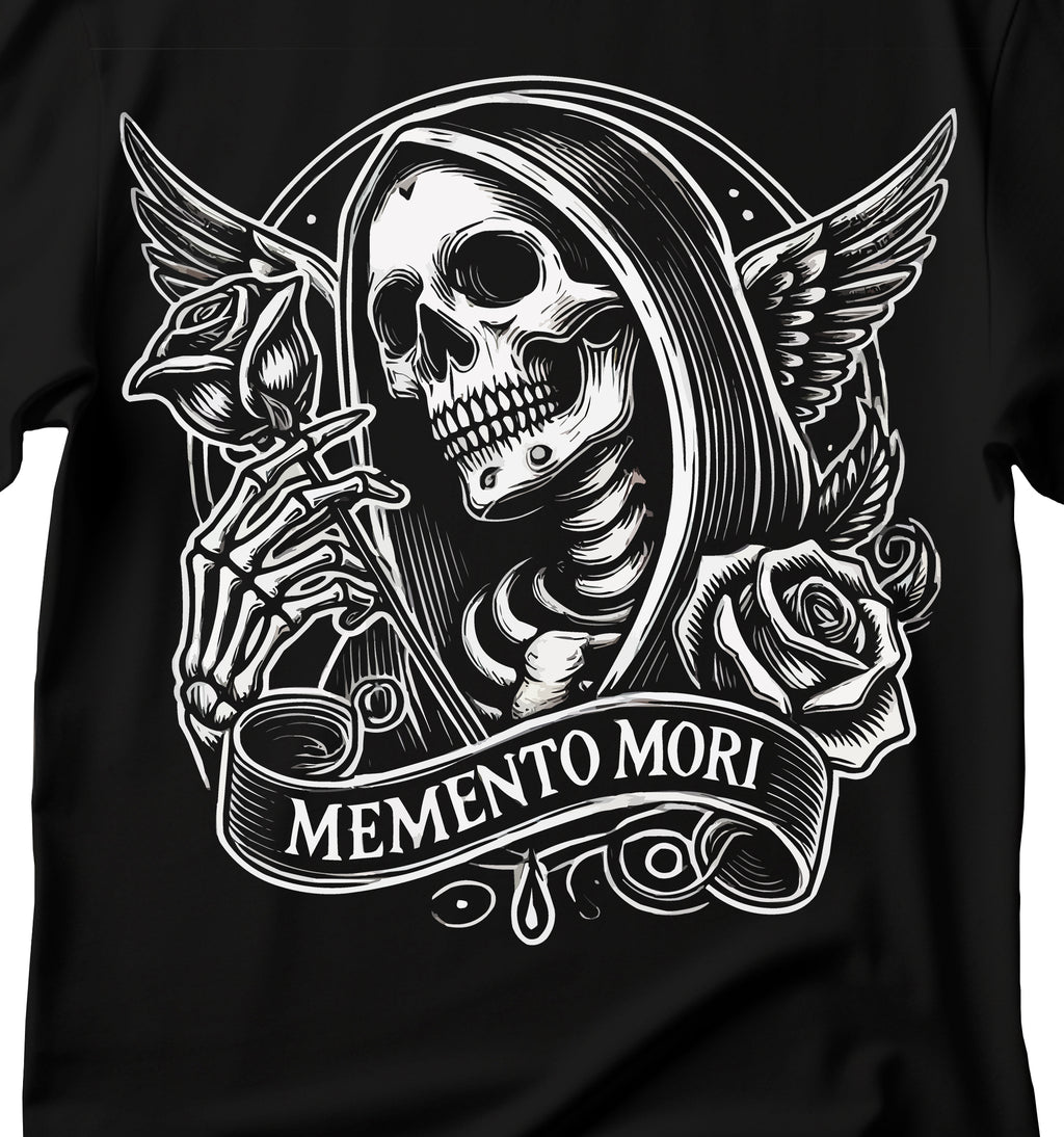 Memento Mori "Remember Your Death" In Latin | Catholic Gifts | Faith Based Apparel | Catholic Skull T Shirts |