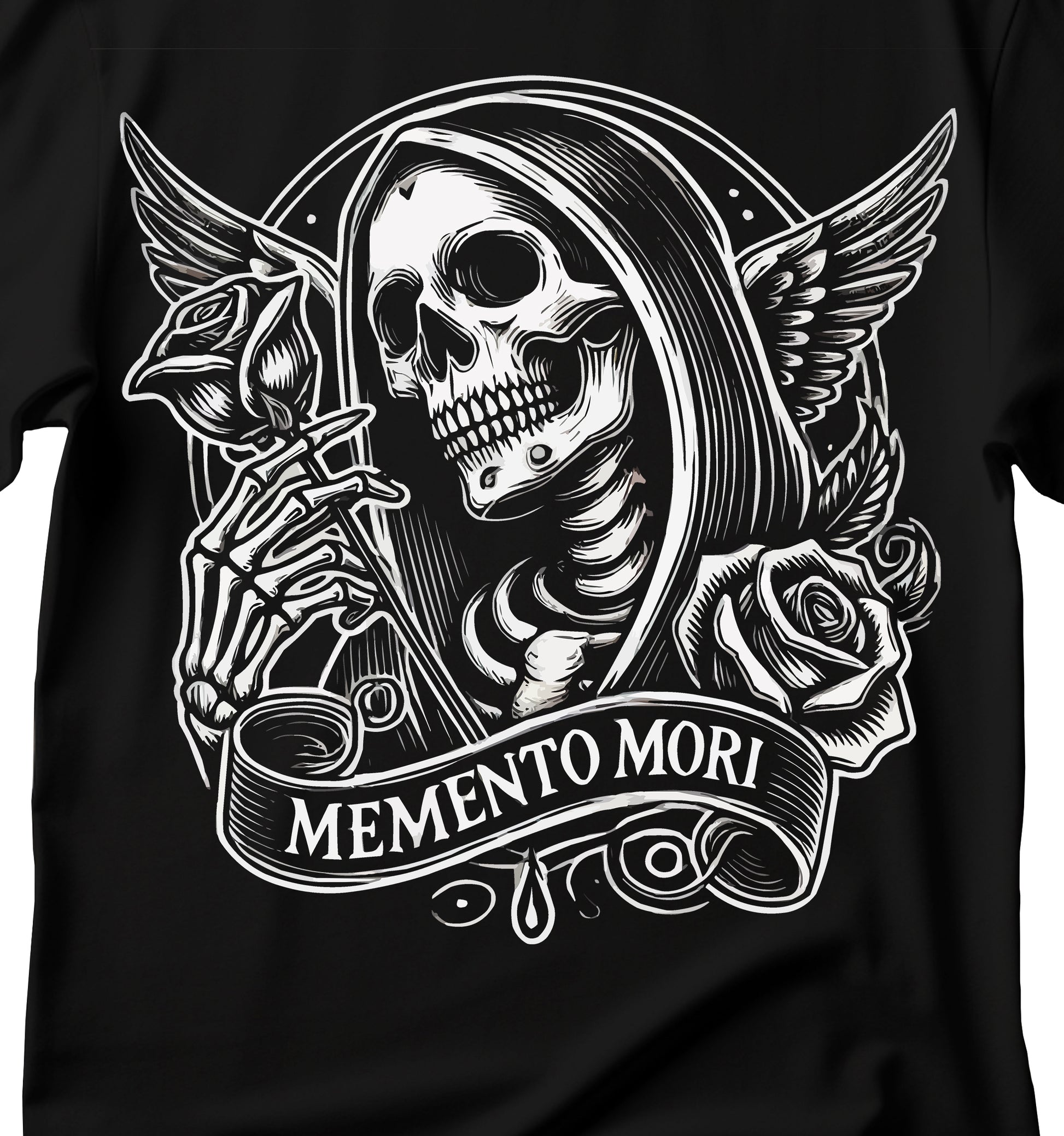 Memento Mori "Remember Your Death" In Latin | Catholic Gifts | Faith Based Apparel | Catholic Skull T Shirts |