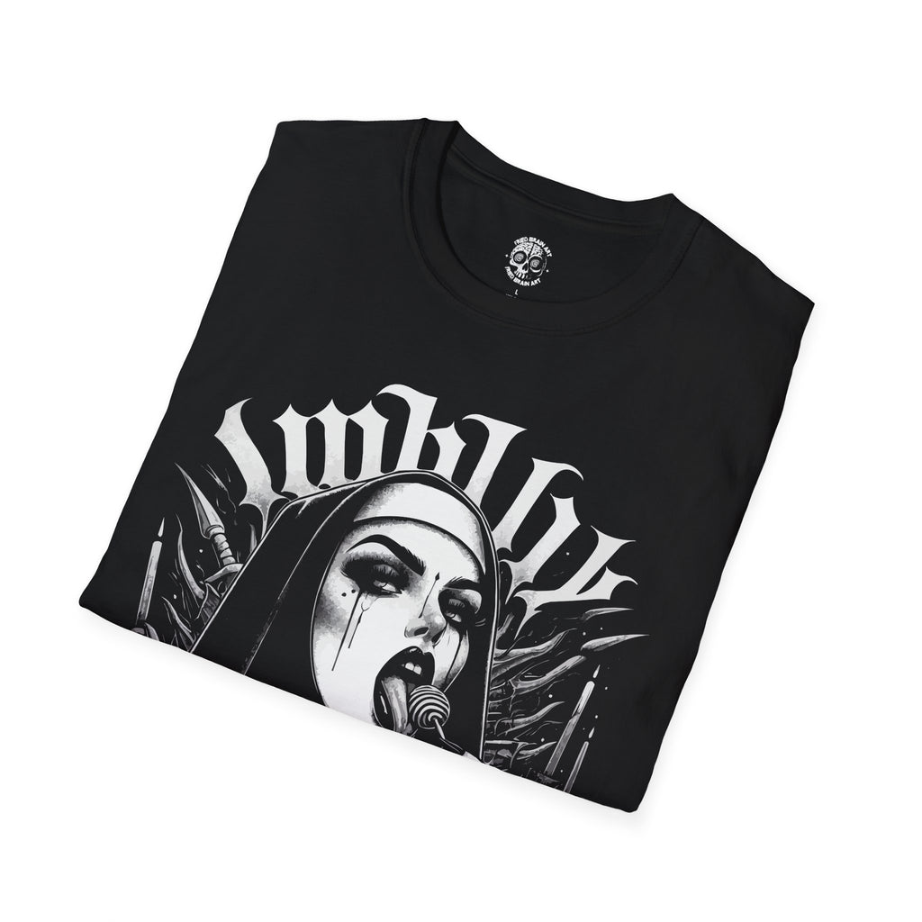 Unholy Nun T- Shirt, Funny Horror Choked Up Unholy Nun Satan Baphomet Gothic T-Shirt, Nun Shirt, Unholy Shirt, Halloween Shirt, Dark nun