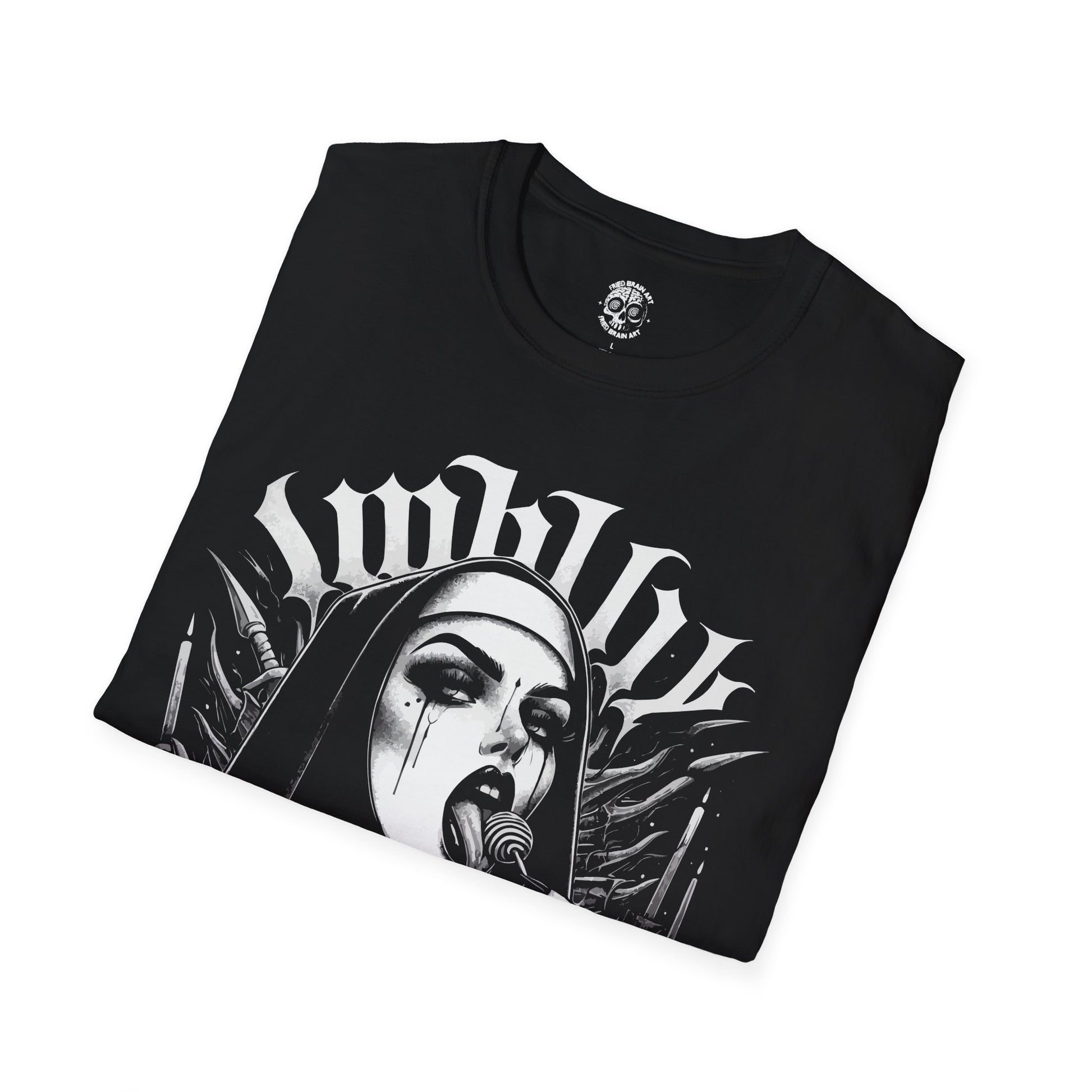 Unholy Nun T- Shirt, Funny Horror Choked Up Unholy Nun Satan Baphomet Gothic T-Shirt, Nun Shirt, Unholy Shirt, Halloween Shirt, Dark nun
