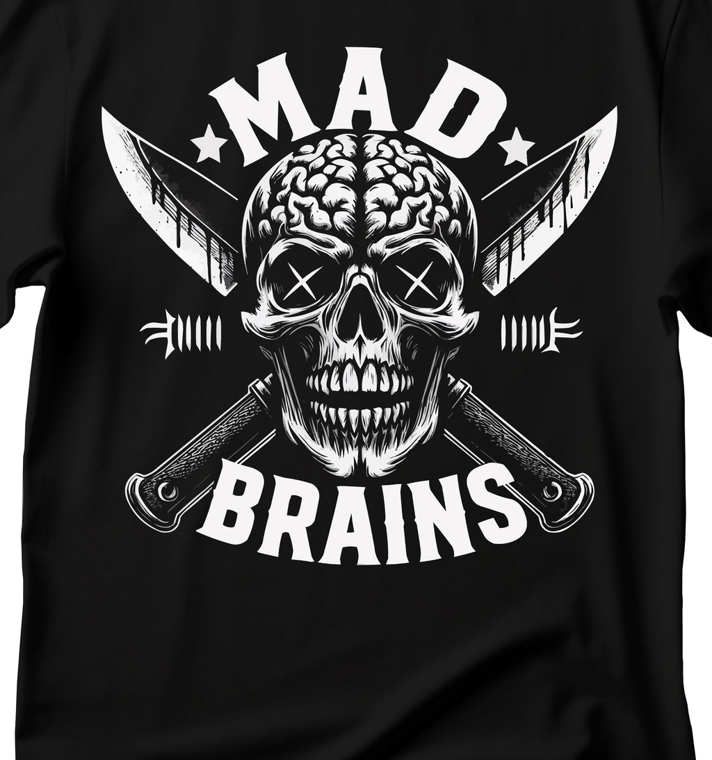 Mad Brains Graphic T-Shirt | Cool Halloween Tee, Unisex Top for Horror Lovers, Casual Wear, Gift for Any Occasion