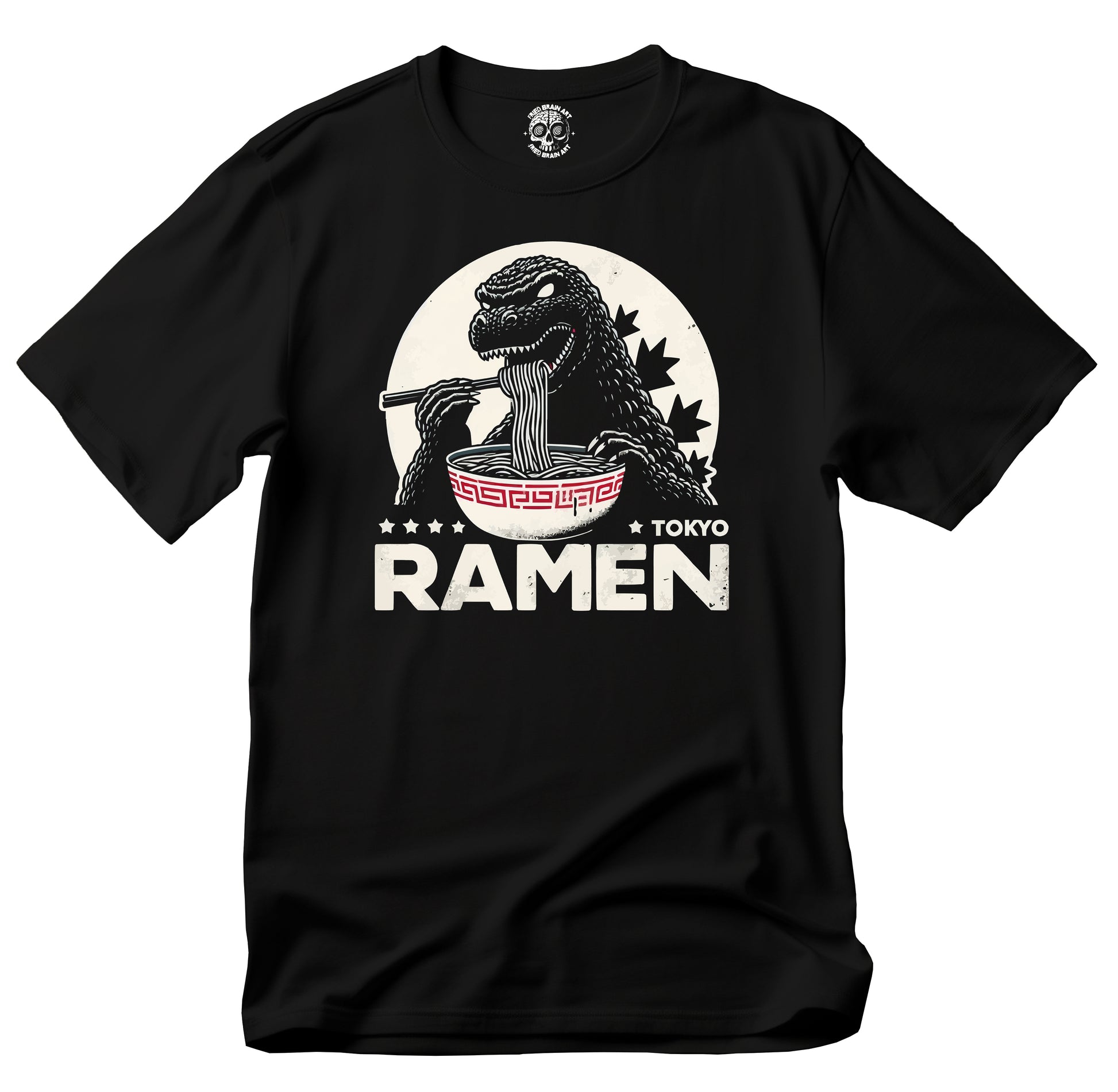 Godzilla Ramen T-Shirt, Vintage Godzilla Giant Monster eating ramen T-shirt, Funny Godzilla Ramen Shirt,  Funny Dinosaur eating ramen T- shirt, Japanese Food Shirt