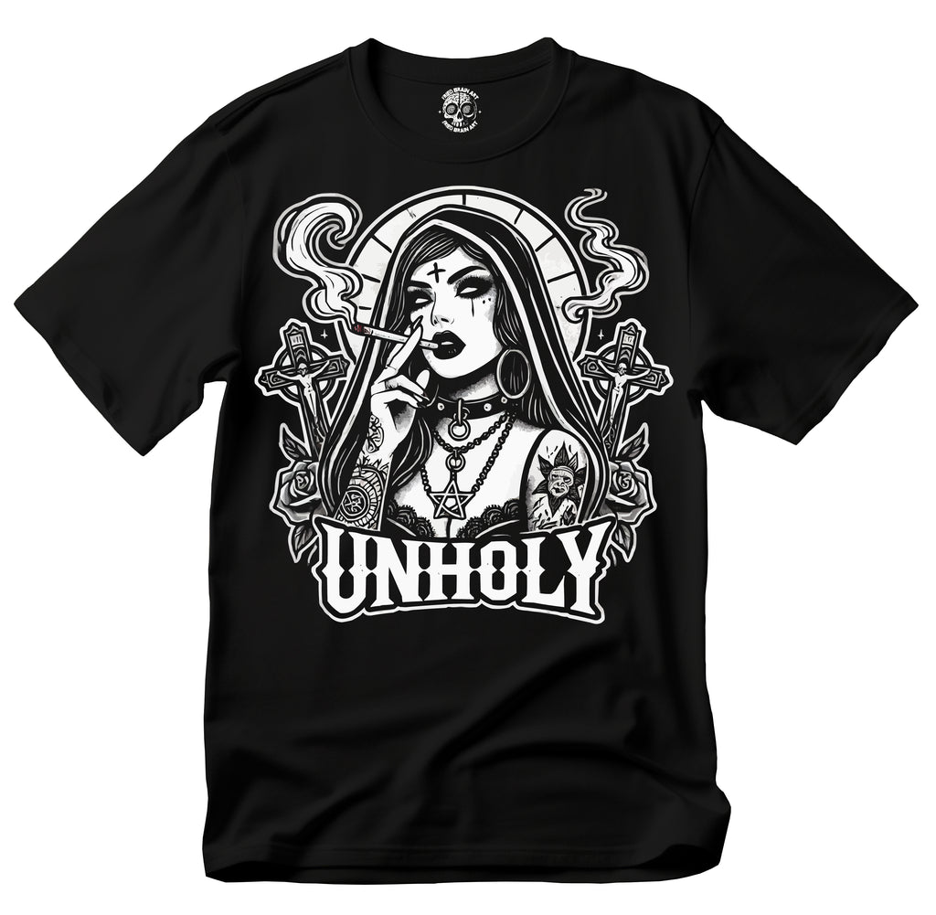 Unholy Nun T- Shirt, Funny Horror Choked Up Unholy Nun Satan Baphomet Gothic T-Shirt, Nun Shirt, Unholy Shirt, Halloween Shirt, Dark nun