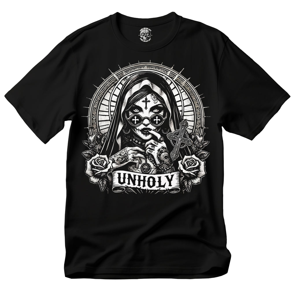 Unholy Nun T- Shirt, Funny Horror Choked Up Unholy Nun Satan Baphomet Gothic T-Shirt, Nun Shirt, Unholy Shirt, Halloween Shirt, Dark nun