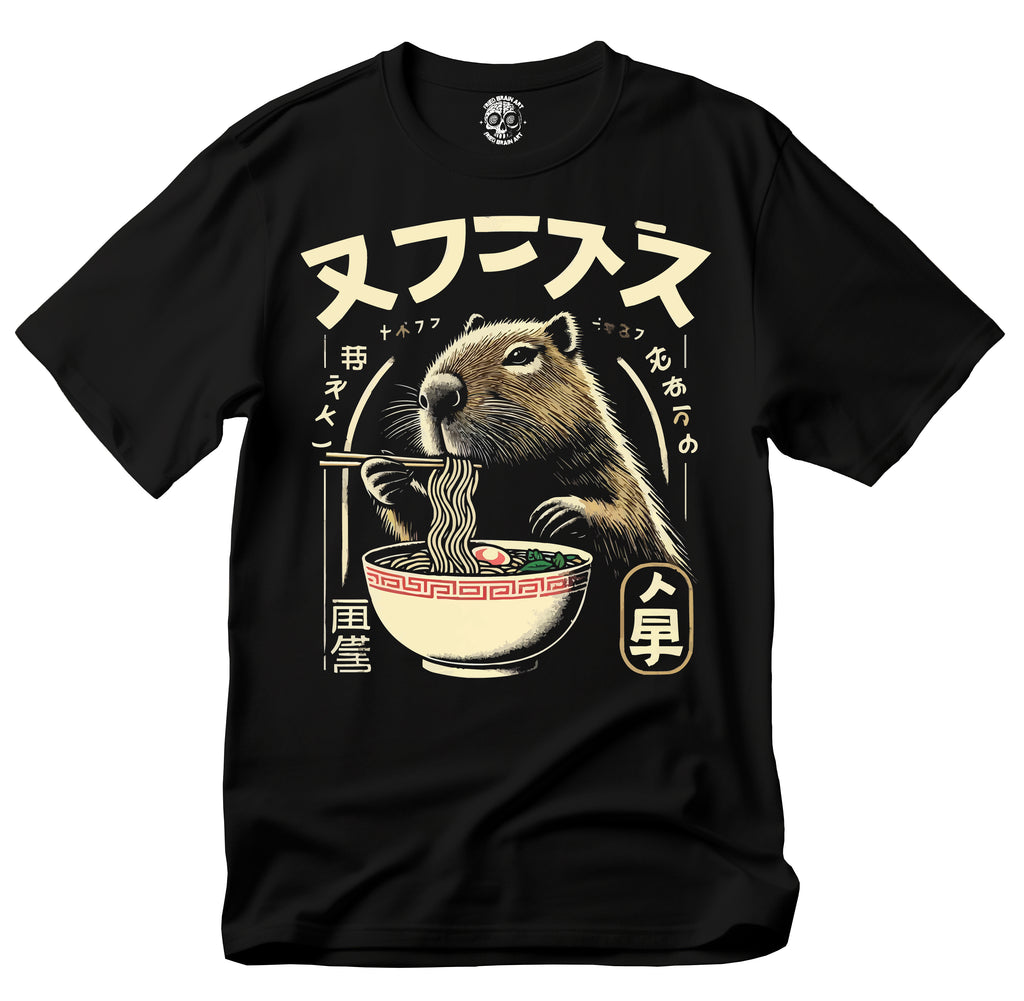 Retro Capybara Noodle Lover T-Shirt, Capybara Eating Ramen T-Shirt, Funny Capybara T-Shirt, Capybara Eating T-Shirt, Cute Capybara T-Shirt, Ramen T-Shirt