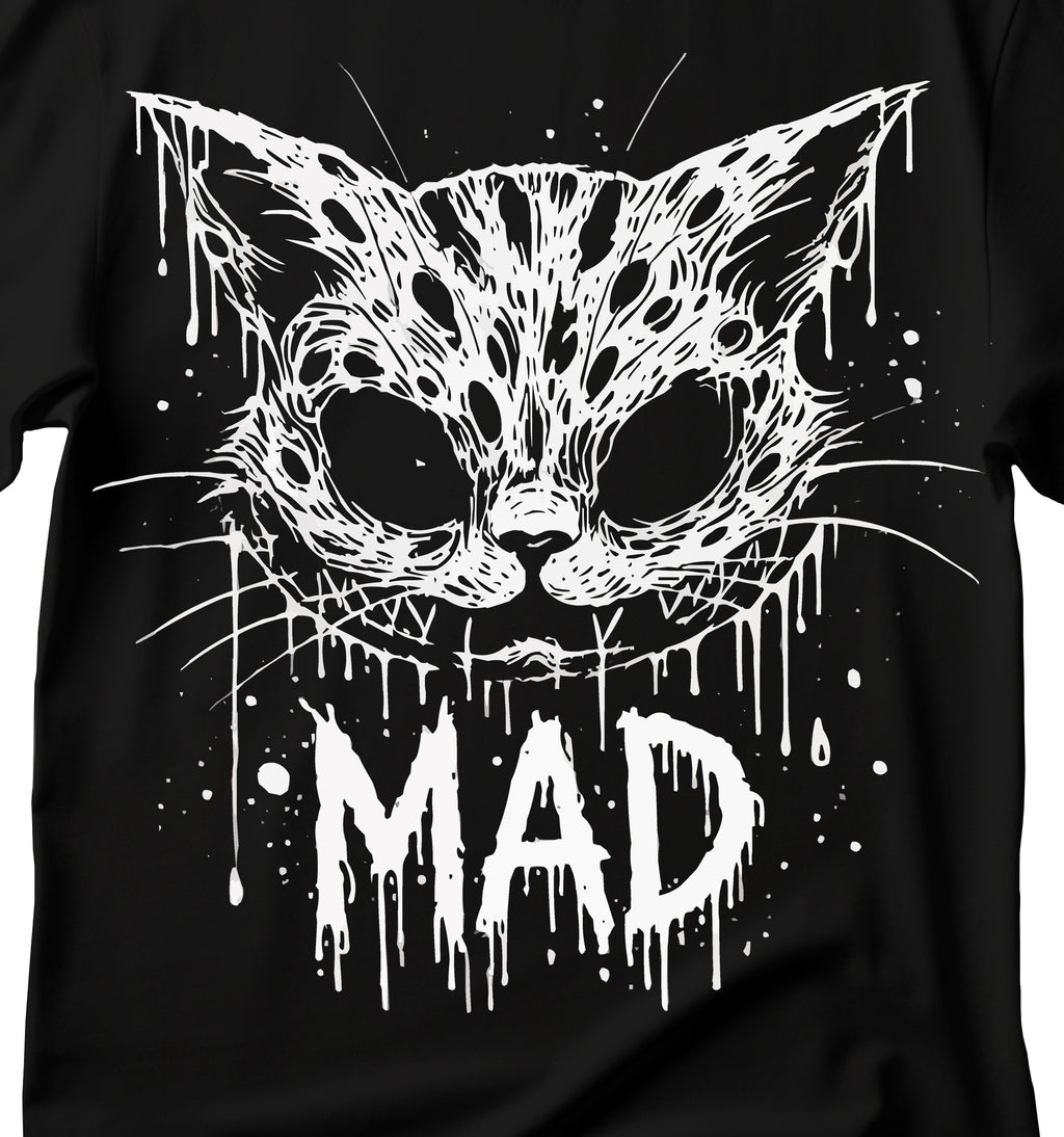 Mad Cat Graphic T-Shirt, Funny Black Cat T-Shirt, Black Cat T-Shirt, Cat T-Shirt, Mad Cat T-Shirt, Cute Cat T-Shirt, Gothic Cat T-Shirt
