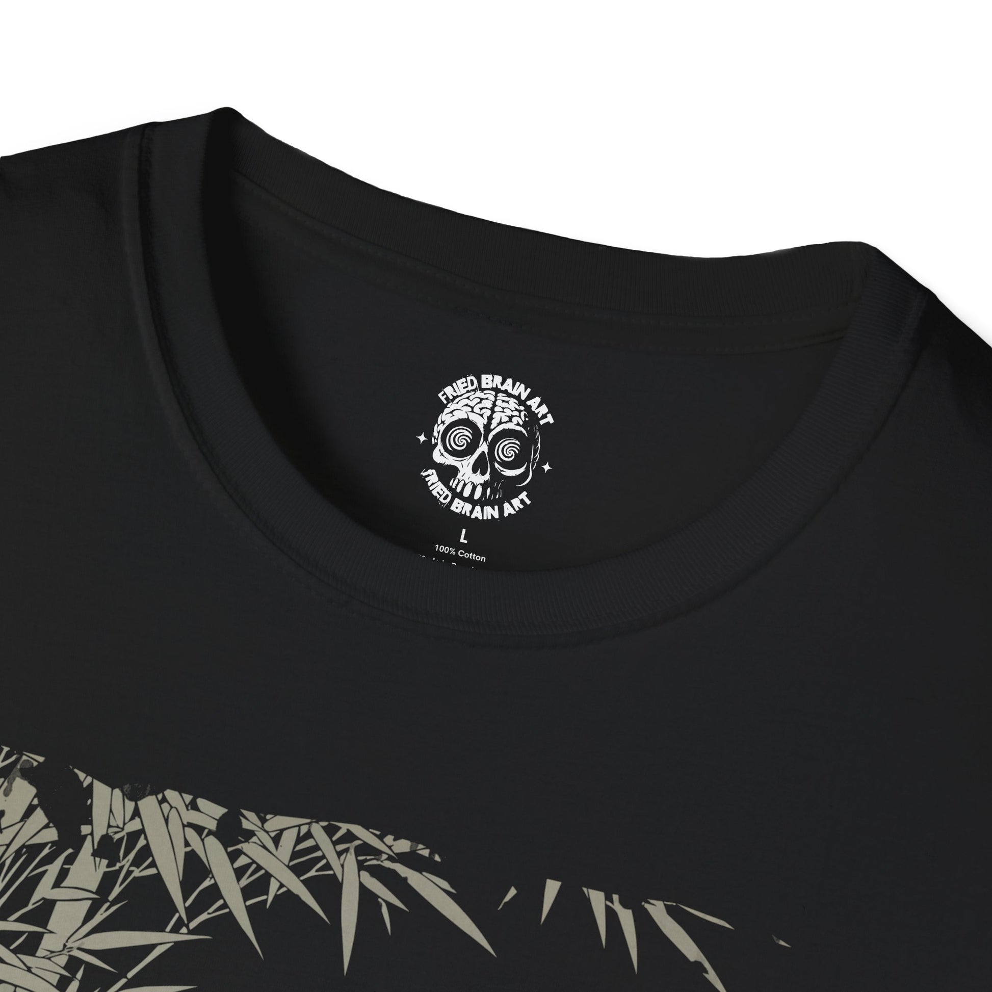 Panda bear t-shirt with bamboo in traditional Japanese painting style, unisex panda bear t-shirt, cute panda bear t-shirt.